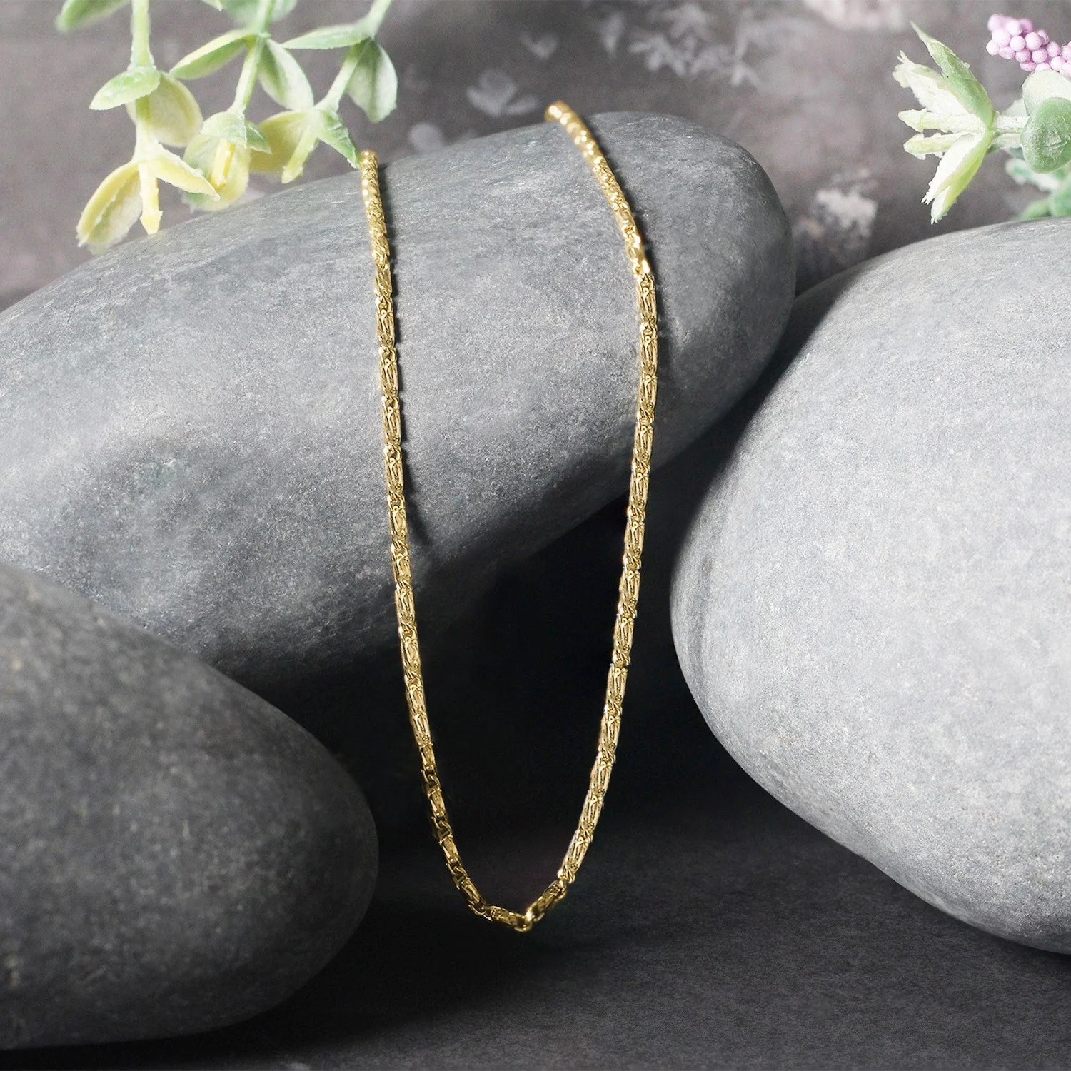 Diamond Cut Fancy Links Pendant Chain in 14k Yellow Gold (1.5mm) - Image 9