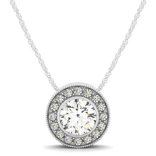 Diamond Halo with Center Bezel in 14k White Gold (5/8 cttw) - Image 4
