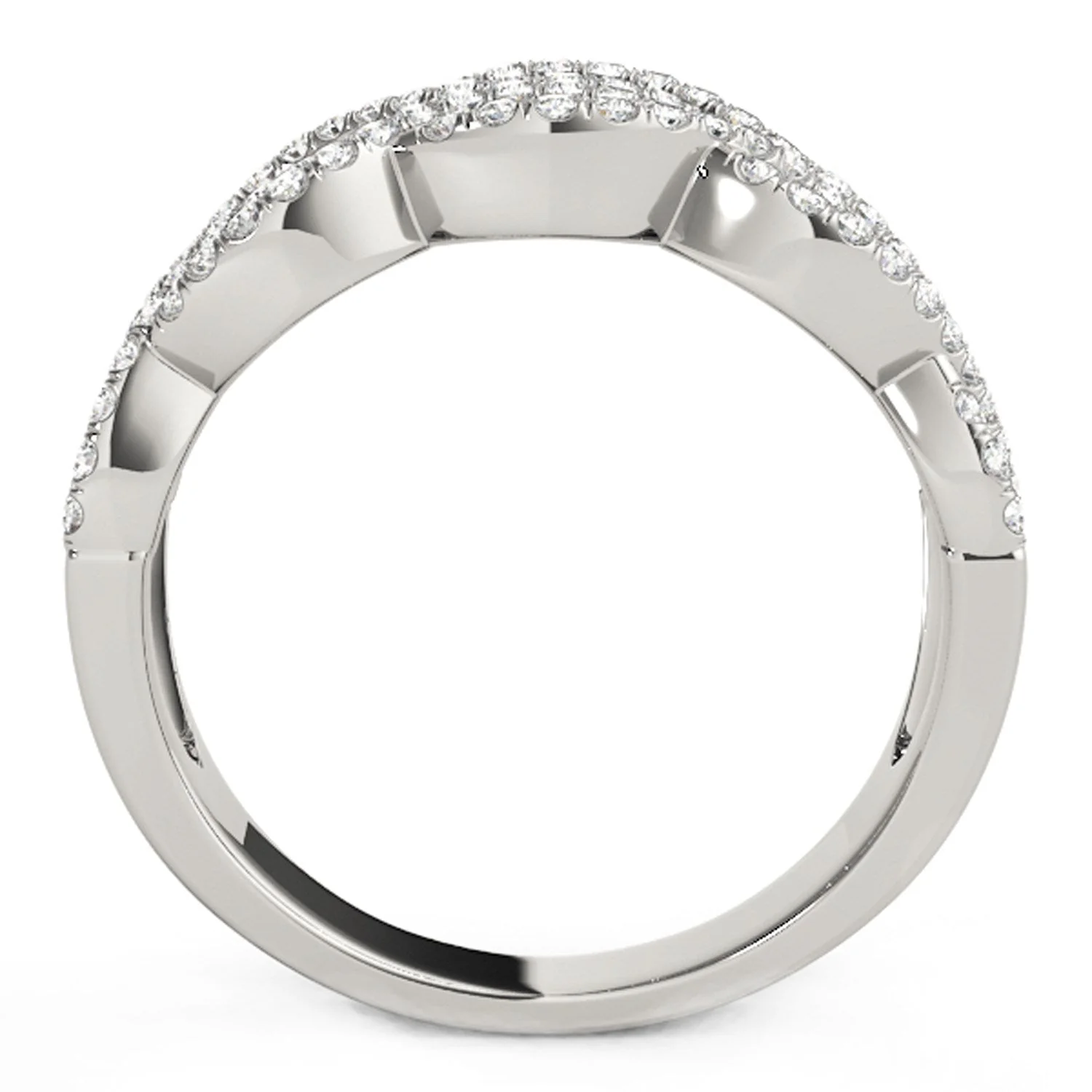 Diamond Studded Double Interlocking Waves Ring in 14k White Gold  (5/8 cttw) - Image 7