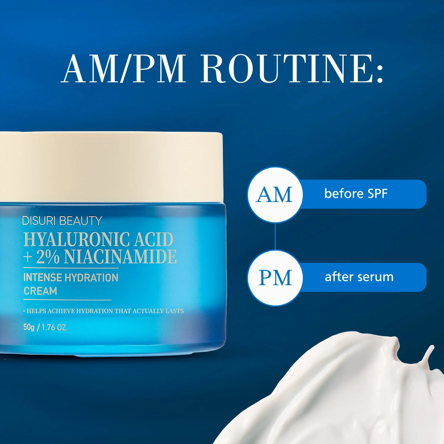 DISURI Hyaluronic Acid Intense Hydration Cream – Korean Barrier-Boosting Moisturizer with Triple HA + 2% Niacinamide - Image 4