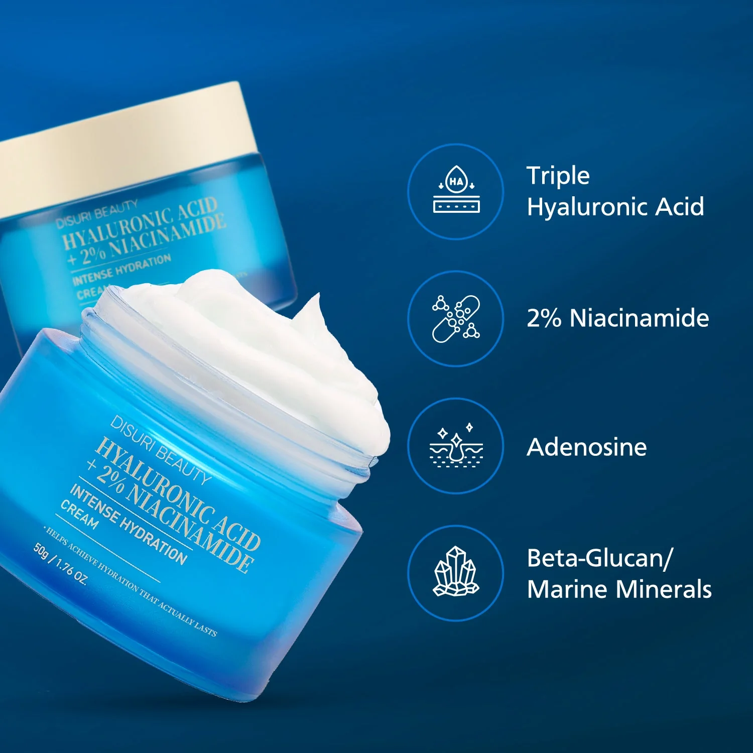 DISURI Hyaluronic Acid Intense Hydration Cream – Korean Barrier-Boosting Moisturizer with Triple HA + 2% Niacinamide - Image 5