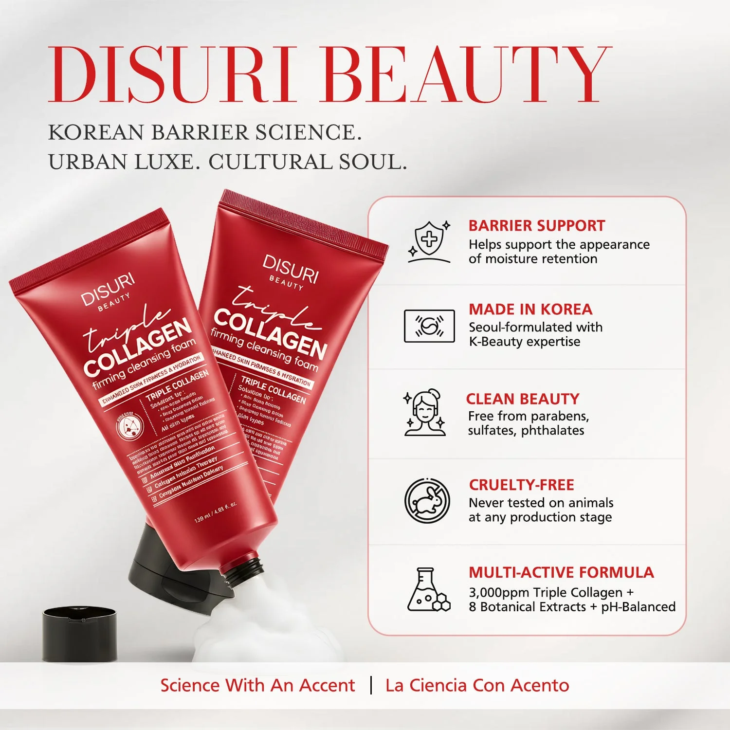 DISURI Triple Collagen Firming Foam - Korean Anti-Aging Cleanser with 3,000ppm Collagen Complex - Image 4