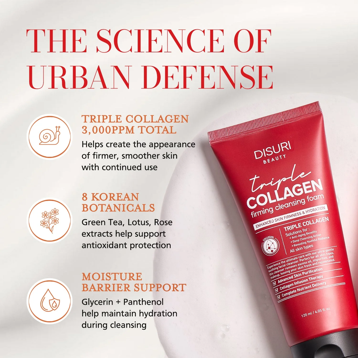DISURI Triple Collagen Firming Foam - Korean Anti-Aging Cleanser with 3,000ppm Collagen Complex - Image 5