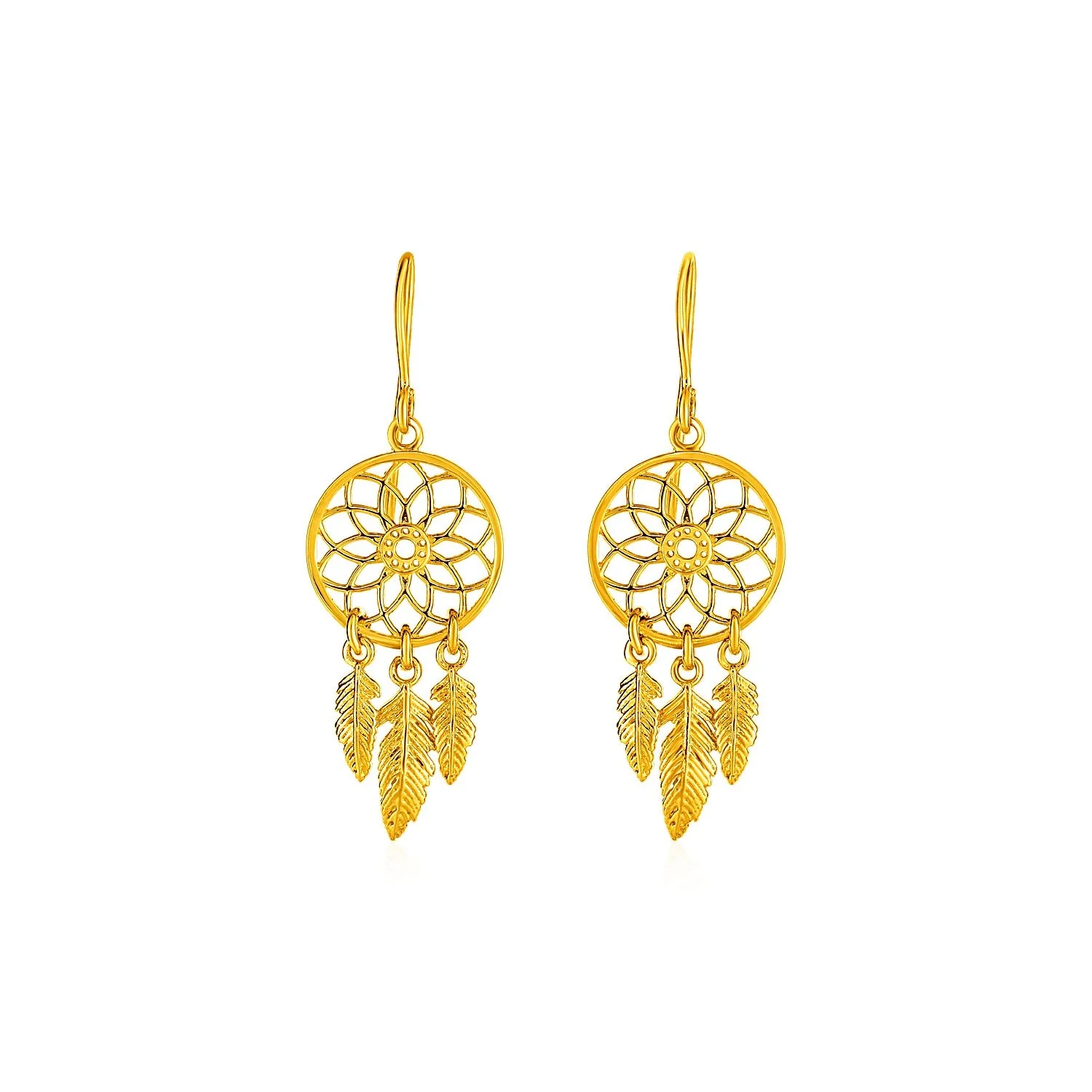 Dream Catcher Earrings in 14k Yellow Gold - Image 2