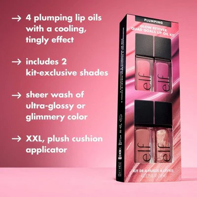 e.l.f. Glow Reviver Plumping Lip Oil Gift Set 4pc - Imperfect Box - Image 4