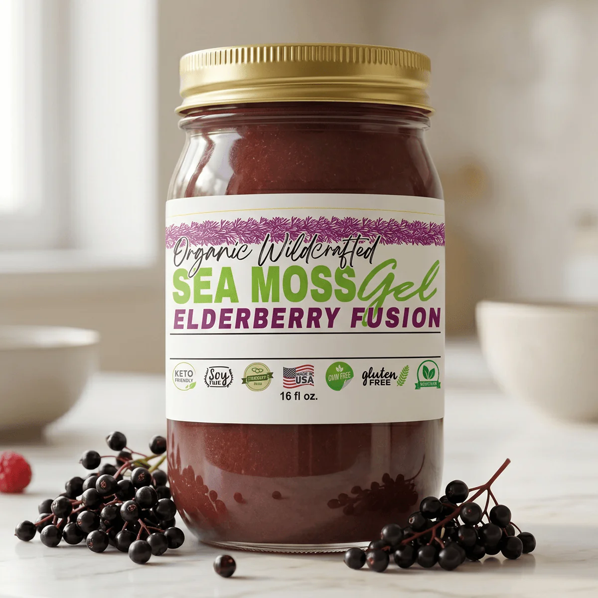 Sea Moss Gel - Elderberry Flavor 16oz - Image 6