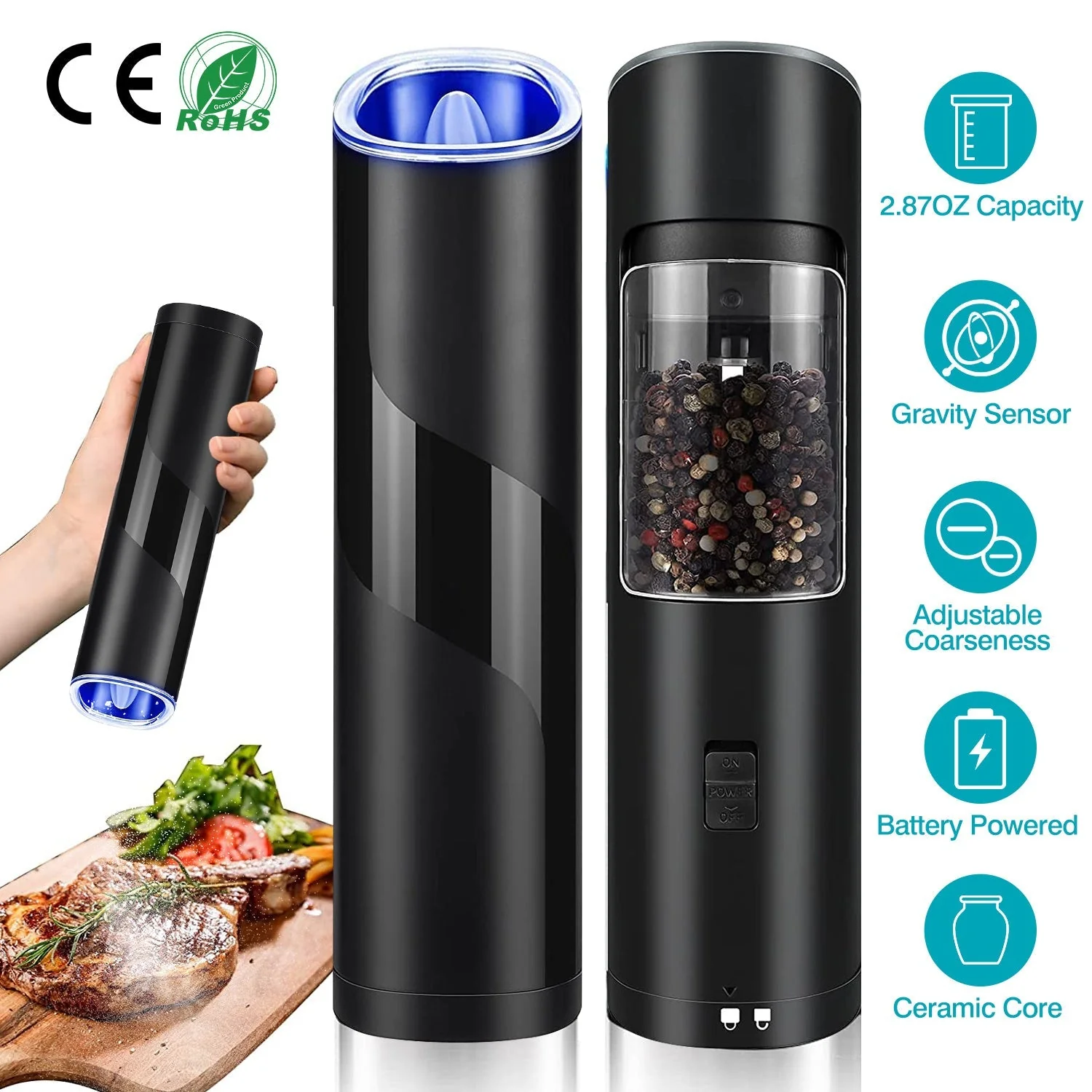 Electric Salt & Pepper Grinder – Gravity Sensor with LED - Image 10