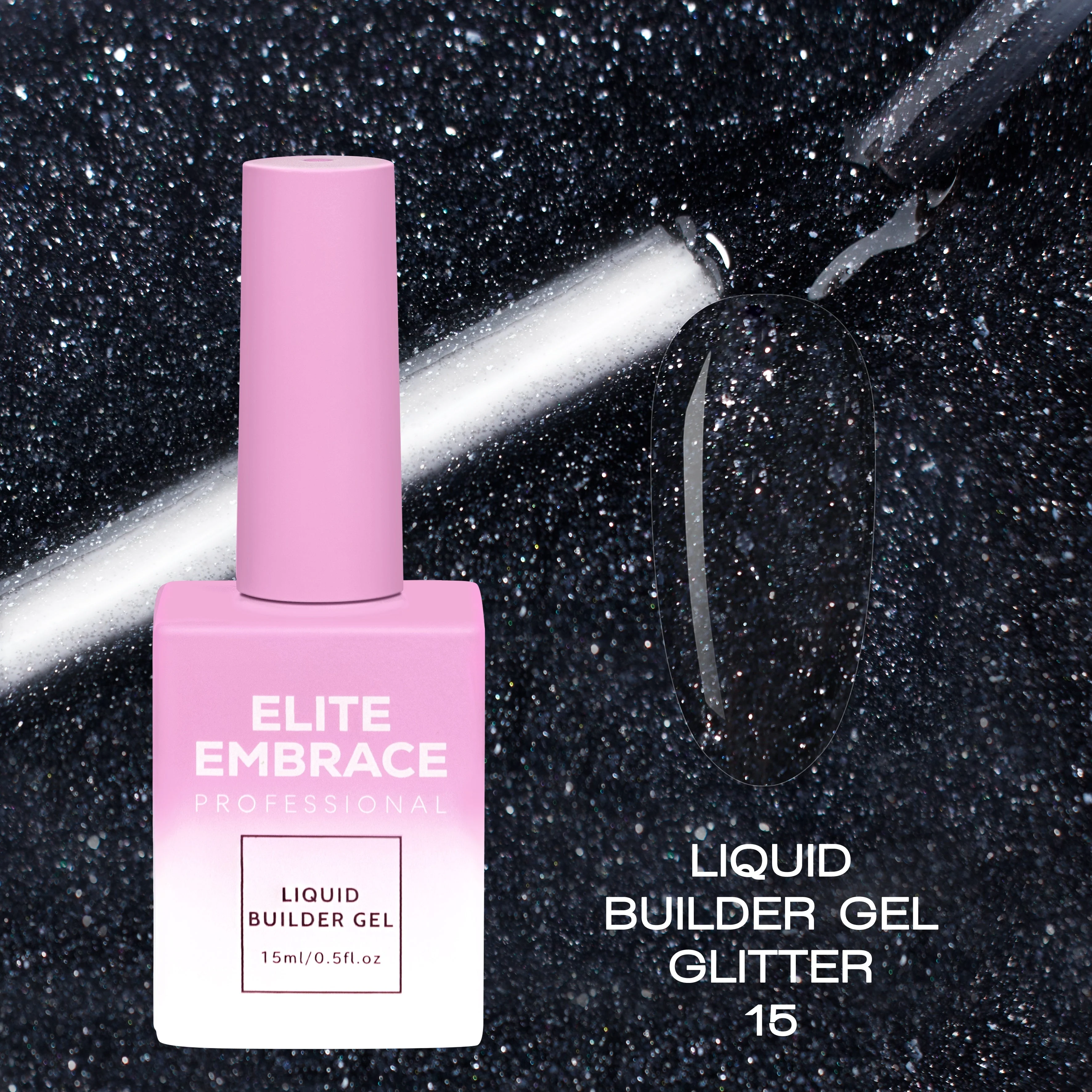 ELITE EMBRACE Professional Liquid Builder Gel Glitter 15 15ml ELBGG1515