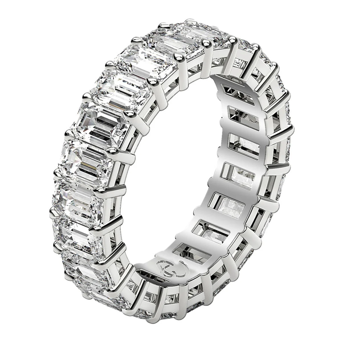 Emerald Cut Lab Grown Diamond Eternity Ring in 14k White Gold (4 cttw FG/VS2) - Image 4