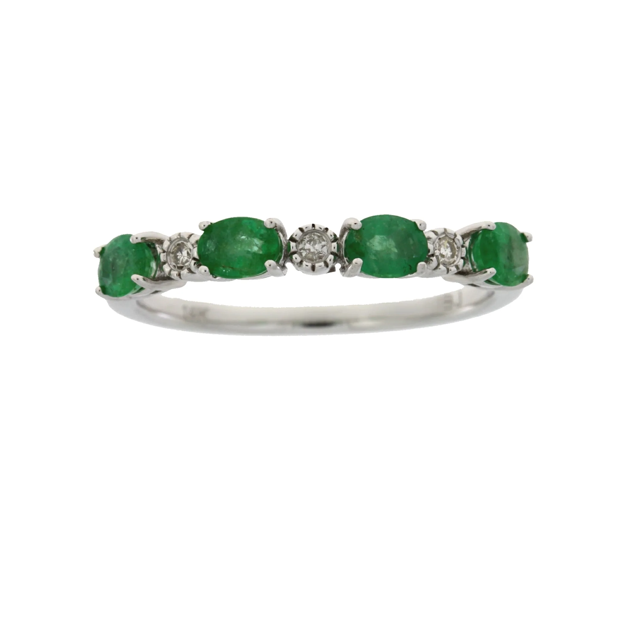 Emerald Diamond Fashion band rings 14KT White Gold - Image 3