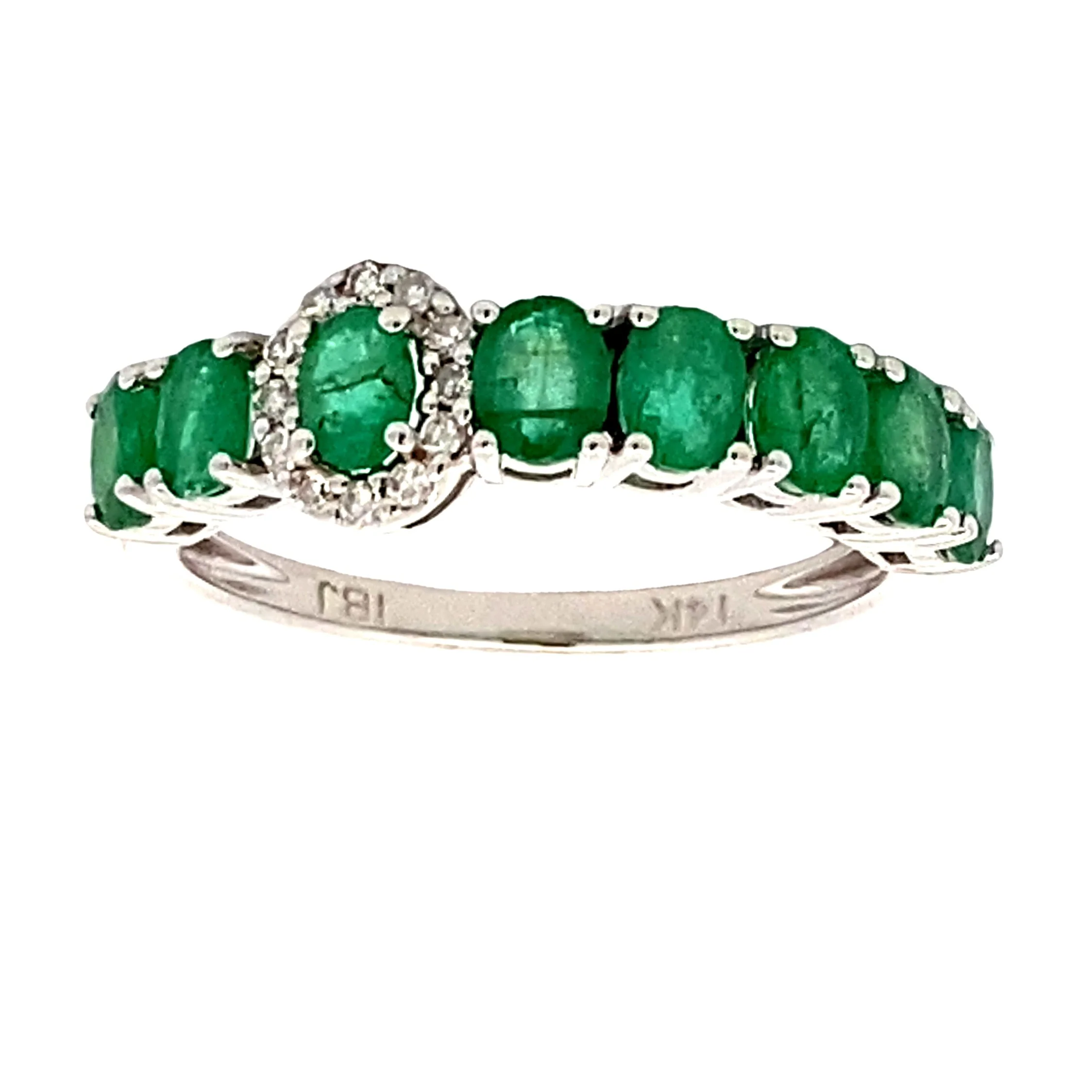Emerald Diamond Fashion band rings 14KT White Gold - Image 4