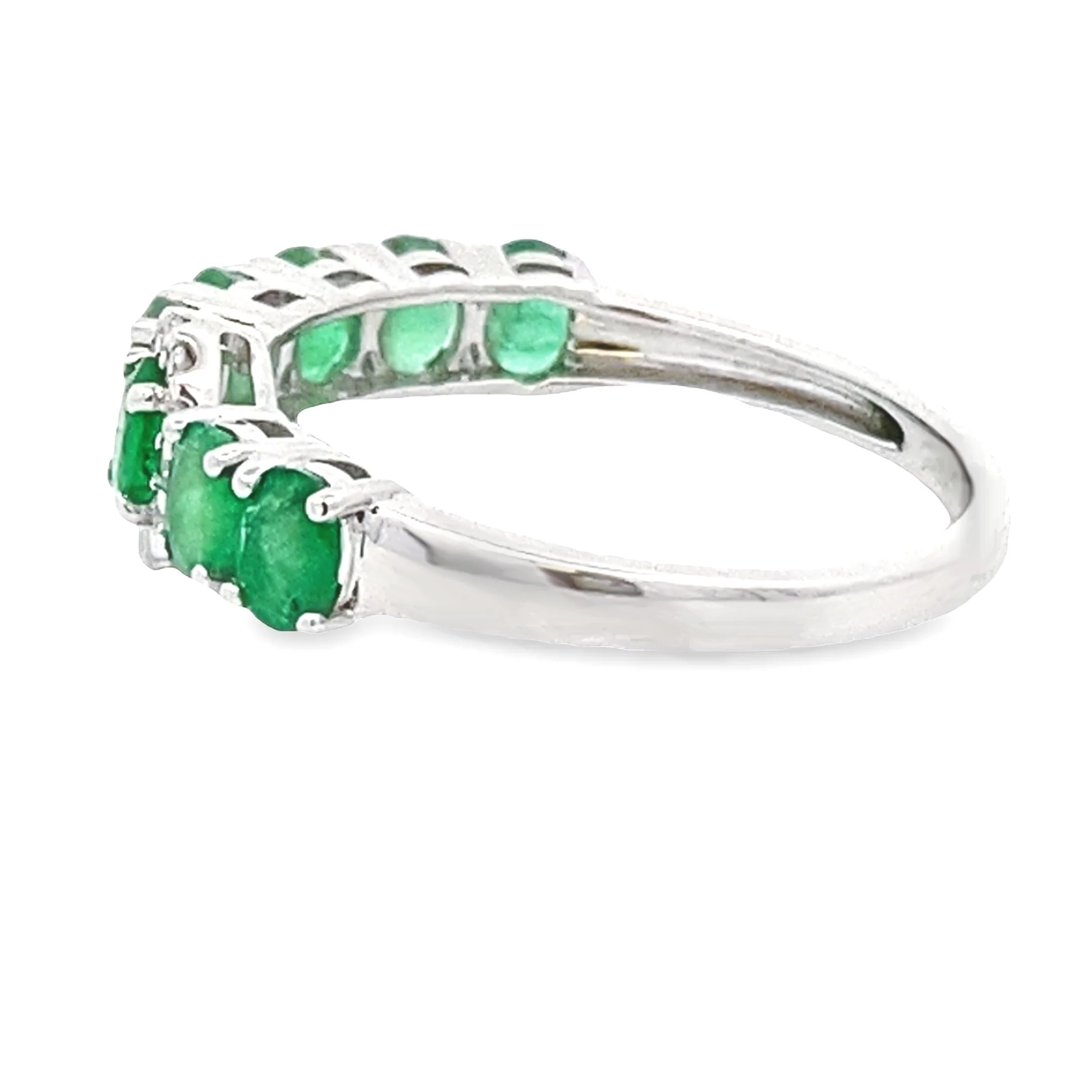 Emerald Diamond Fashion band rings 14KT White Gold - Image 5