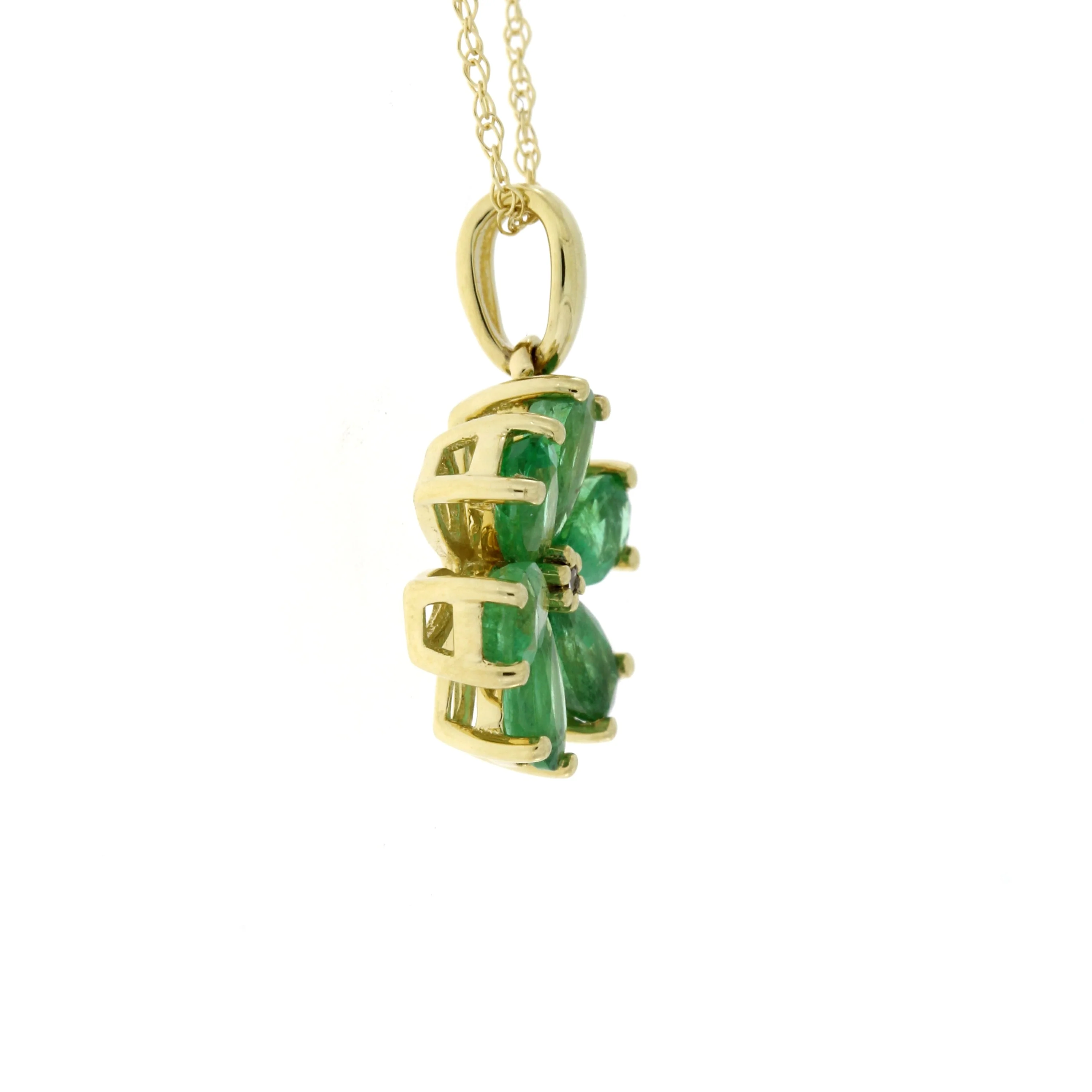Emerald Diamond Fashion Pendants 14KT Yellow Gold - Image 2