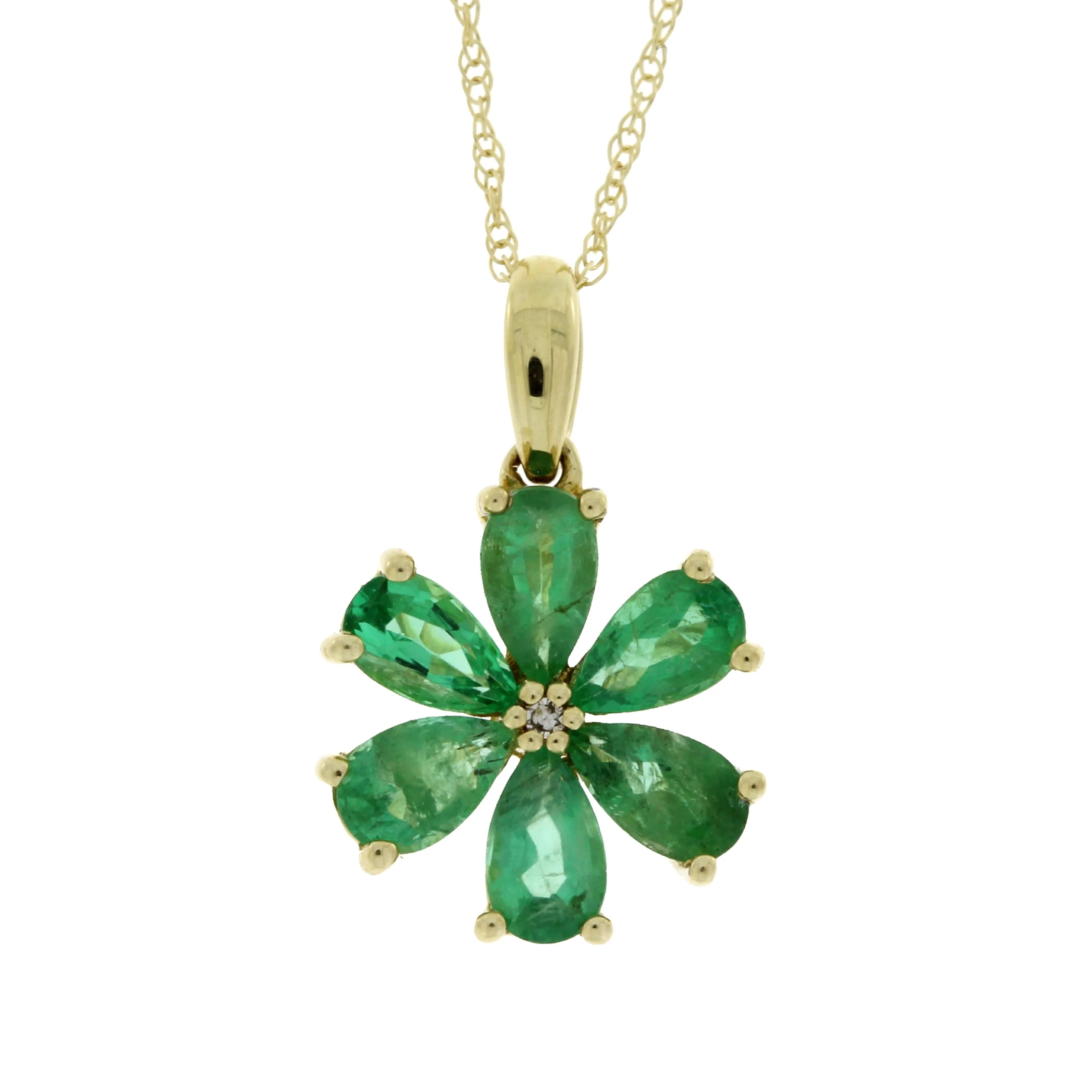 Emerald Diamond Fashion Pendants 14KT Yellow Gold - Image 4