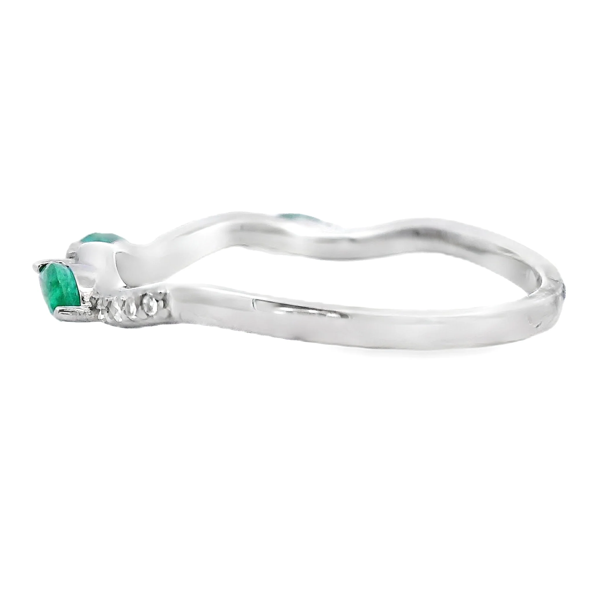 Emerald Diamond stackable band set 14KT White Gold - Image 2