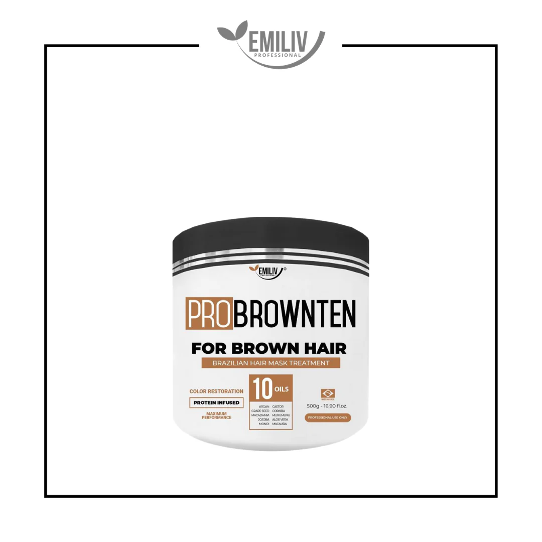 Emiliv Professional™ PROBROWNTEN 10 Oils for Brown Hair - Color Restoration Mask 500g - 16.9 fl.oz - Image 3