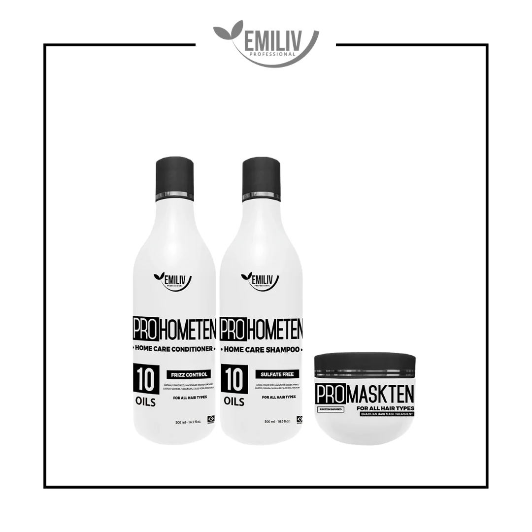 Emiliv Professional™ - PROHOMETEN HOME CARE KIT - (Shampoo 500 ml / 16.9 fl. oz., Conditioner 500 ml / 16.9 fl. oz. and Mask 300 ml / 10.14 fl. oz.) - Image 2