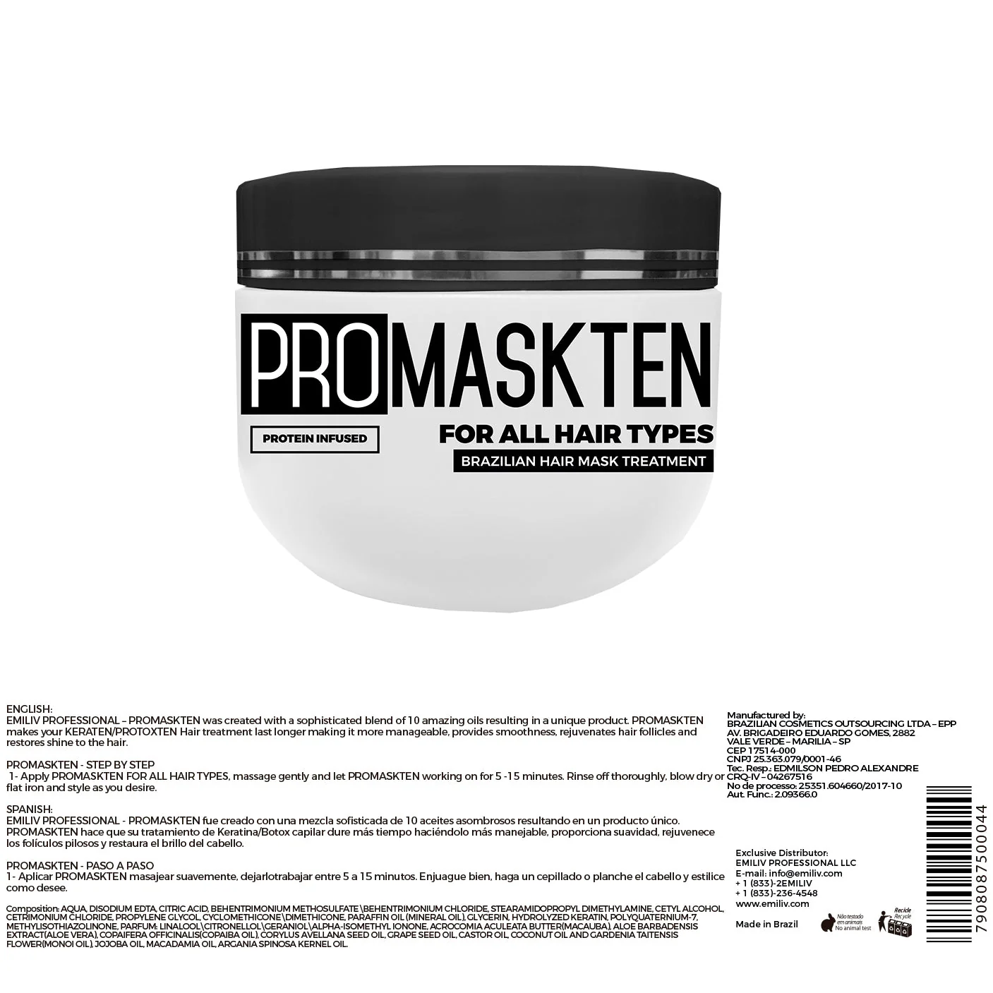 Emiliv Professional™ - PROHOMETEN HOME CARE KIT - (Shampoo 500 ml / 16.9 fl. oz., Conditioner 500 ml / 16.9 fl. oz. and Mask 300 ml / 10.14 fl. oz.) - Image 5