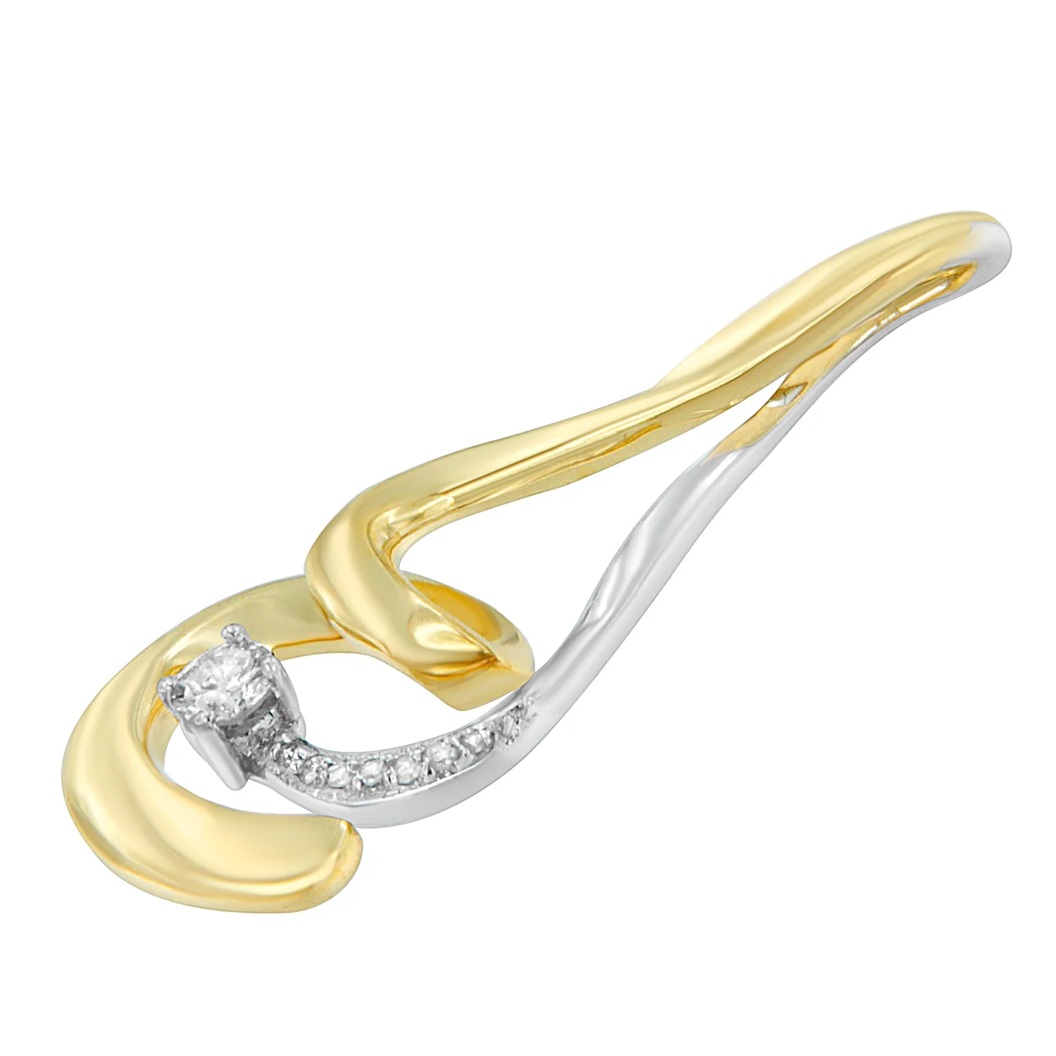 Espira 10K Two-Tone Gold 1/10 cttw Round Cut Diamond Swirl Pendant Necklace (I-J, I2-I3) - Image 2