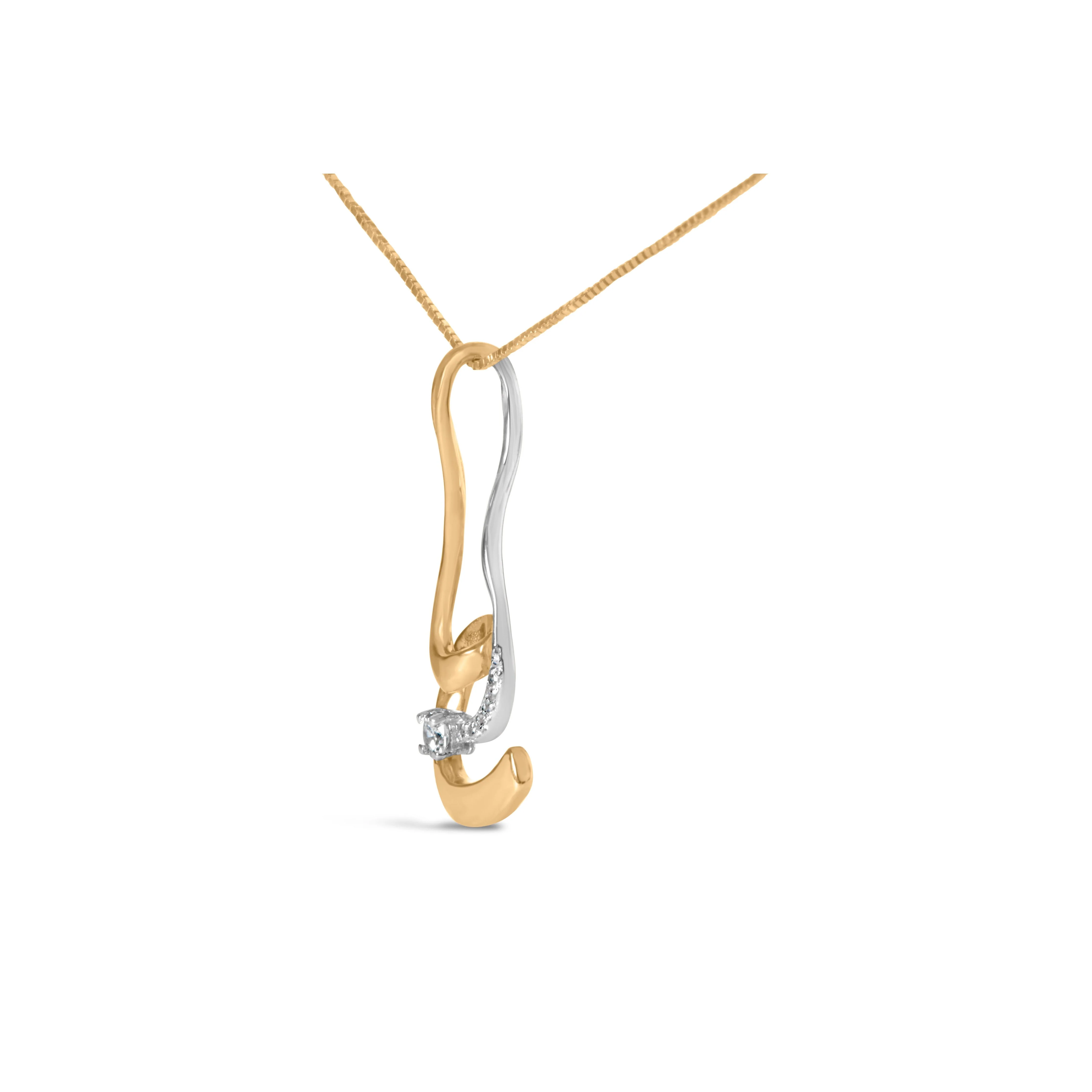 Espira 10K Two-Tone Gold 1/10 cttw Round Cut Diamond Swirl Pendant Necklace (I-J, I2-I3) - Image 6