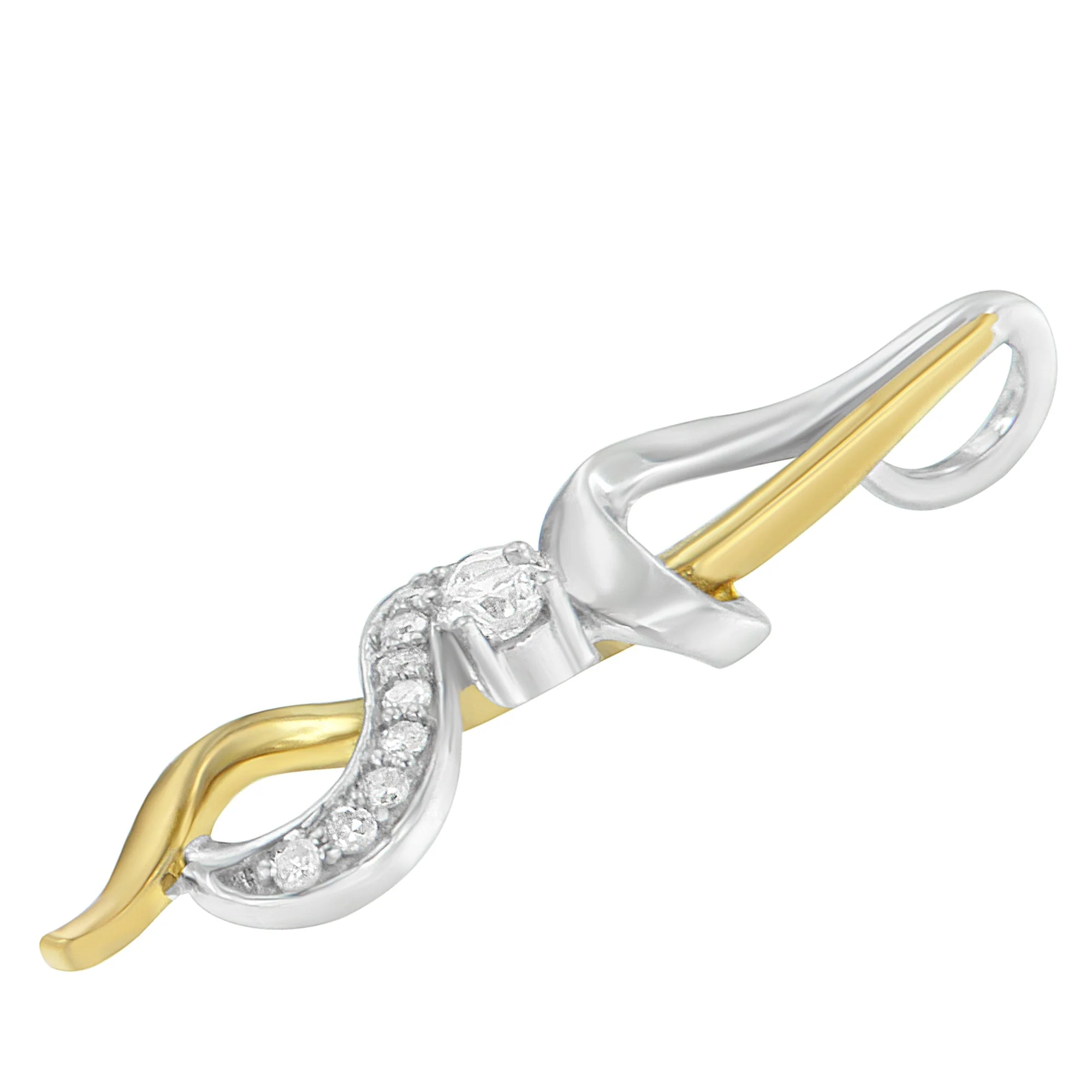 Espira 10K Two-tone Gold 1/5 cttw Diamond Intertwined Swirl Pendant Necklace (J-K, I1-I2) - Image 8