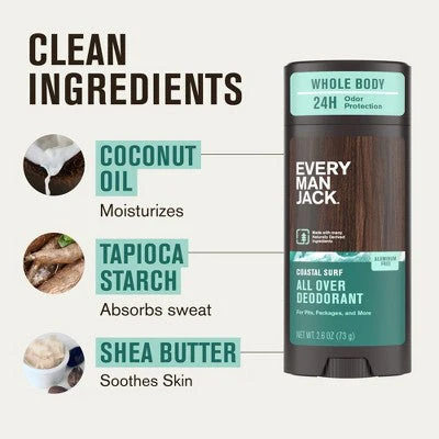 Every Man Jack All Over Solid Deodorant Coastal Surf 2.6oz - New - Image 6