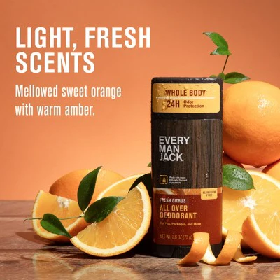 Every Man Jack All Over Solid Deodorant Fresh Citrus 2.6oz - New - Image 4