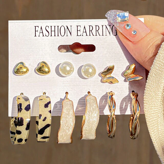 Fashion Earrings - Gold w/ Leopard Print