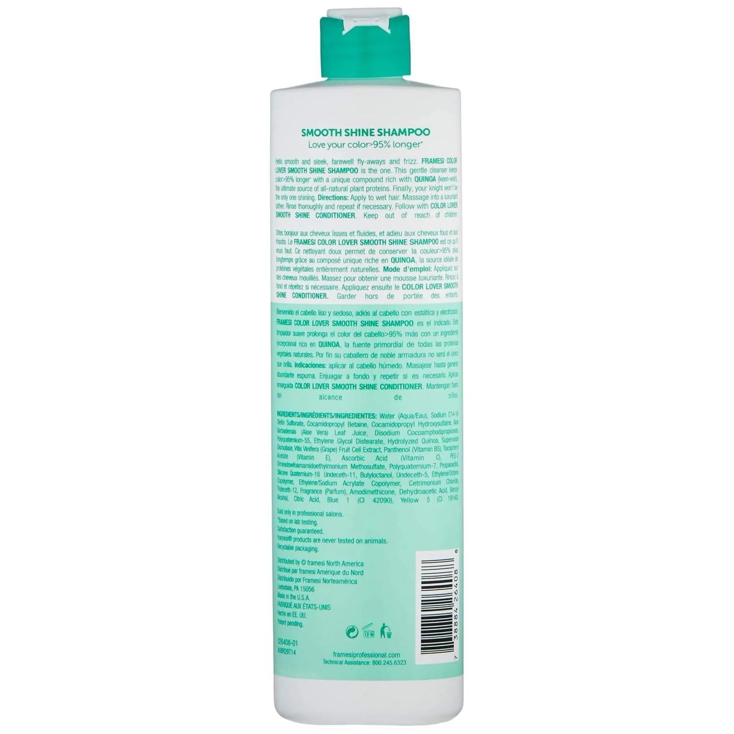 Framesi Color Lover Smooth Shine Shampoo, Sulfate Free Shampoo with Quinoa and Aloe Vera, Color Treated Hair  33.8 Oz - Image 10