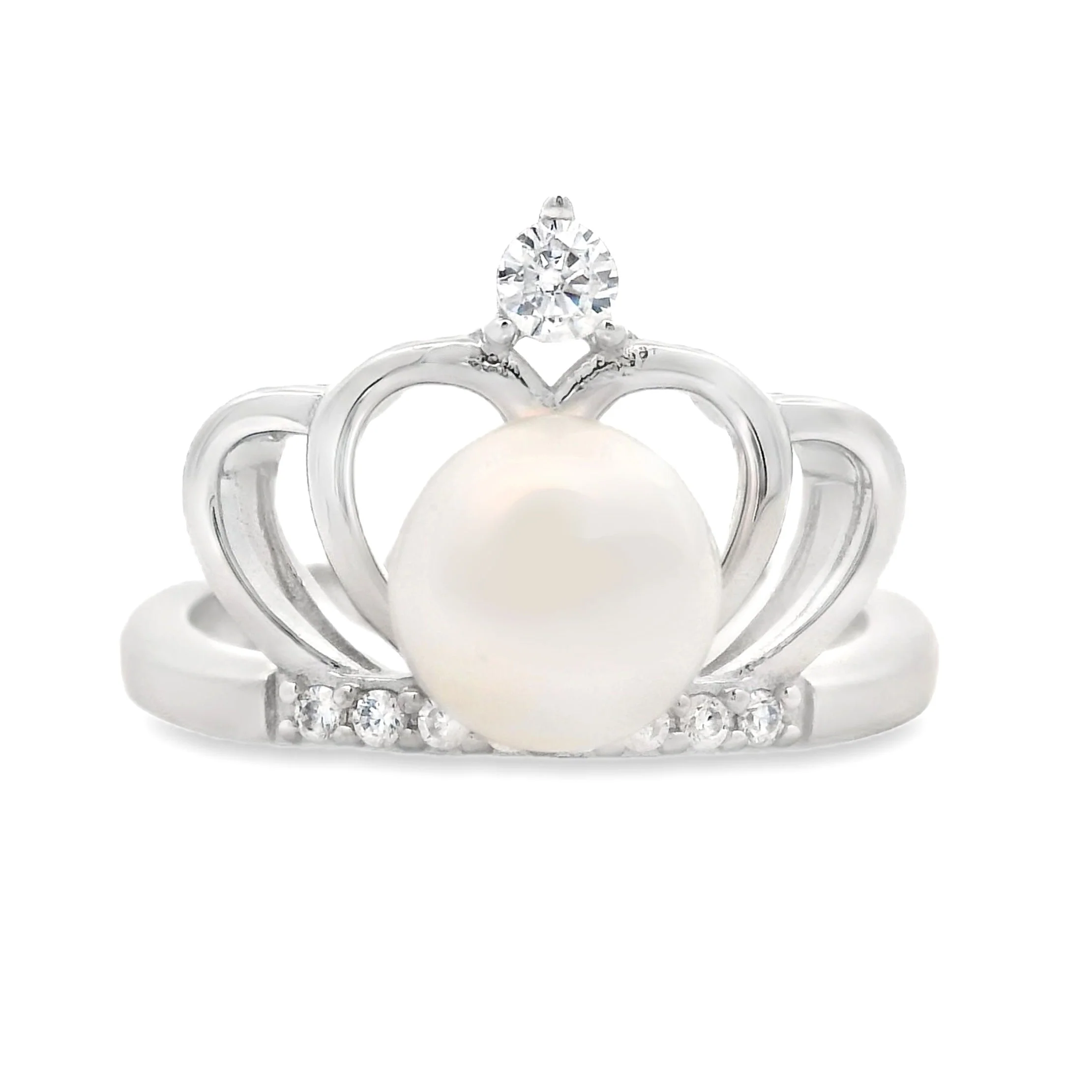 FW Pearl Cubic Zirconium Ring Sterling Silver