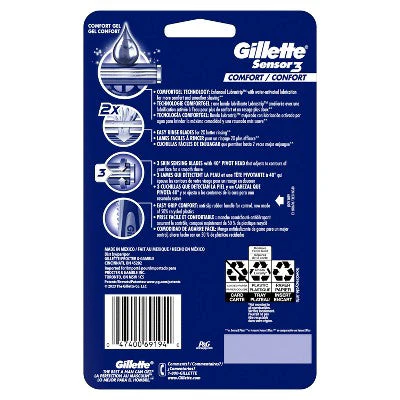 Gillette Sensor3 Comfort Men's Disposable Razors 12ct - New - Image 3