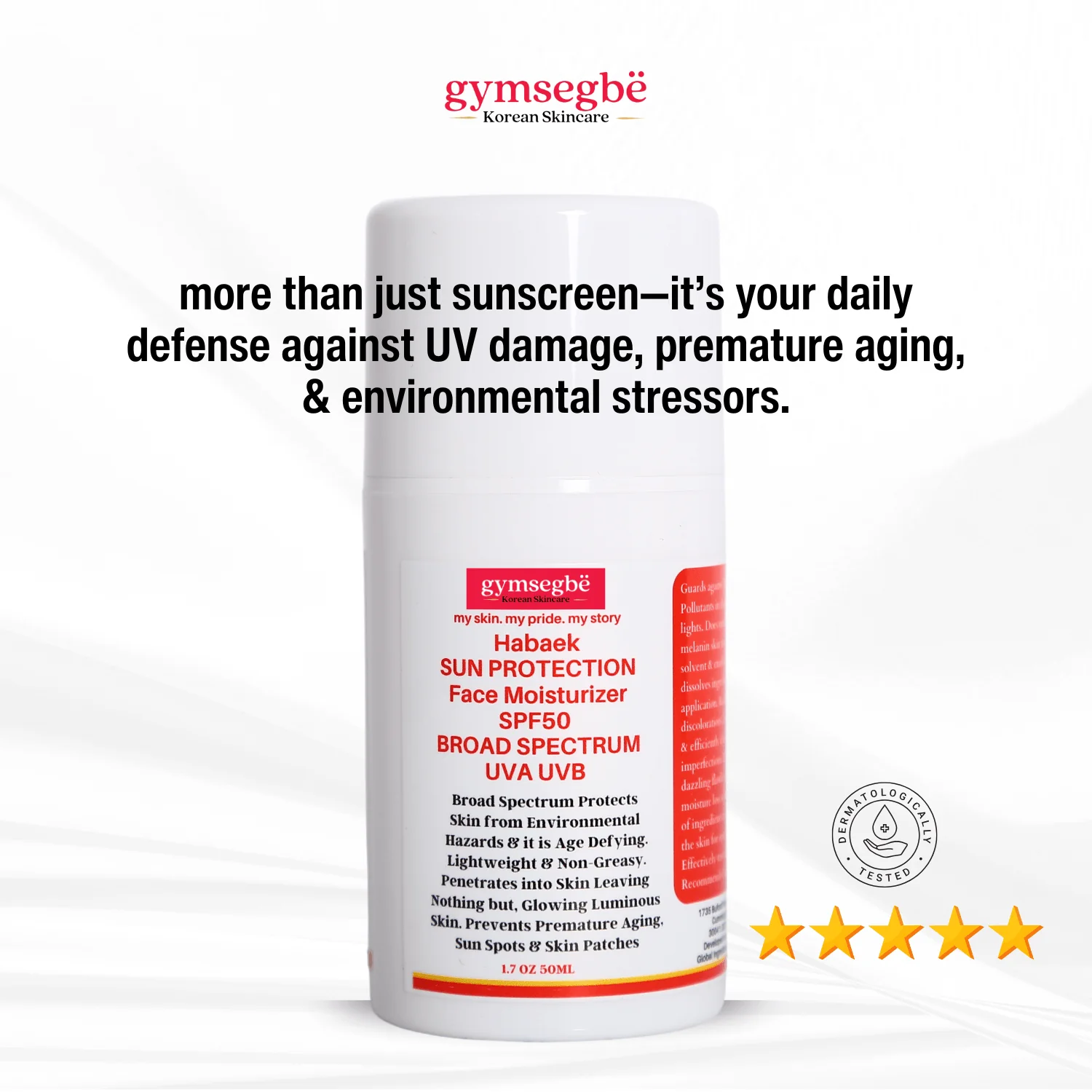 Habaek Sun Protection Face Moisturizer SPF50 | Peptides | Niacinamide - Image 22