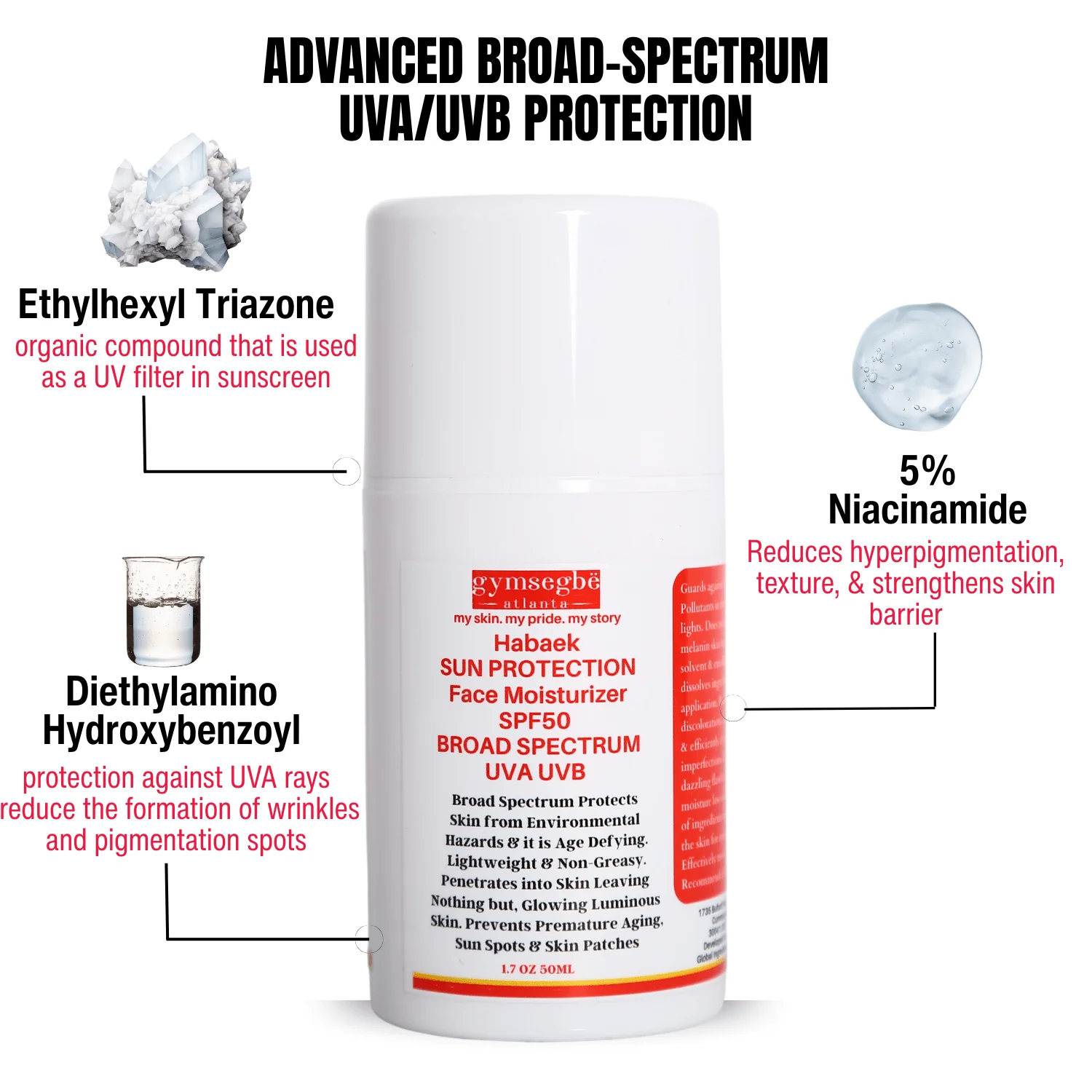 Habaek Sun Protection Face Moisturizer SPF50 | Peptides | Niacinamide - Image 4