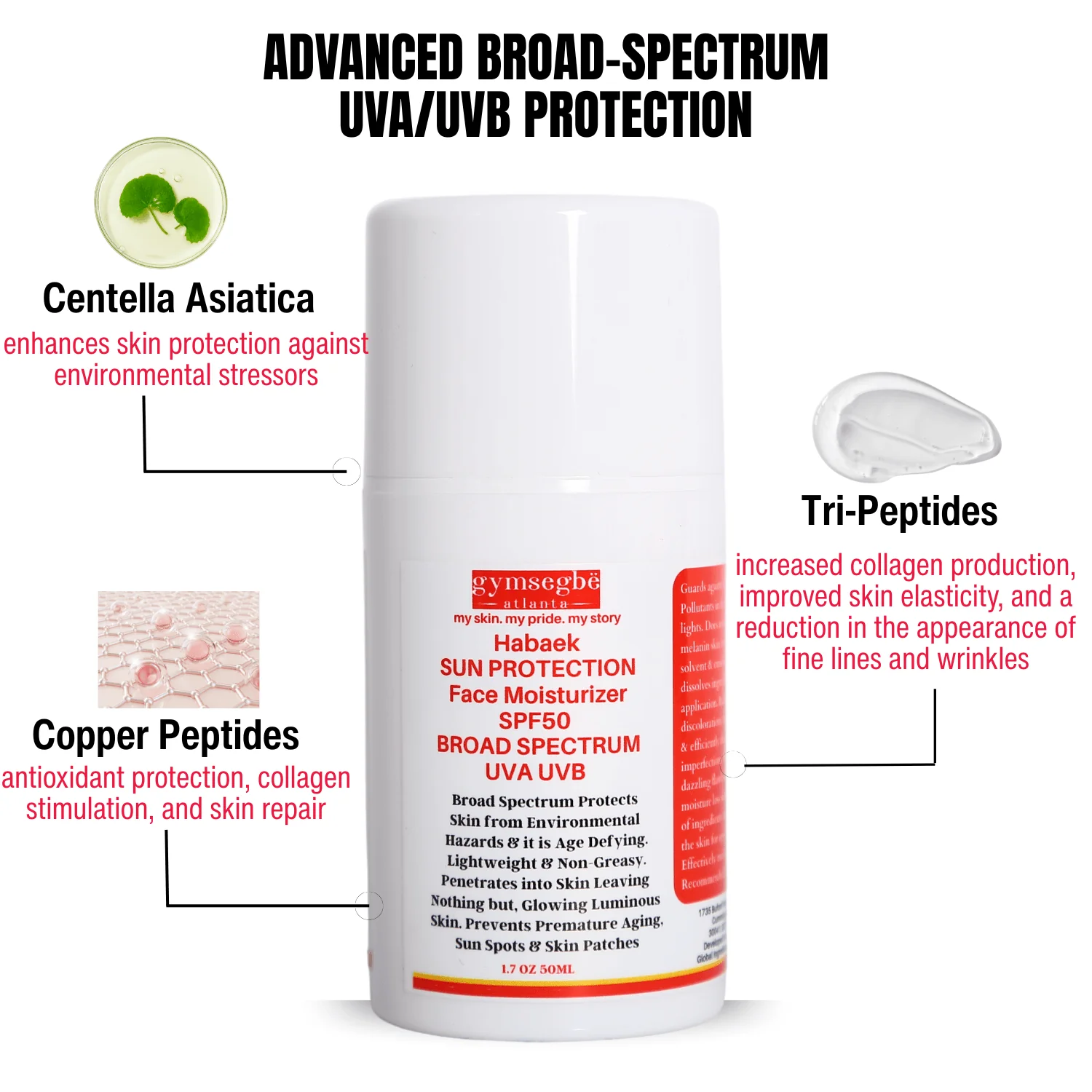 Habaek Sun Protection Face Moisturizer SPF50 | Peptides | Niacinamide - Image 5
