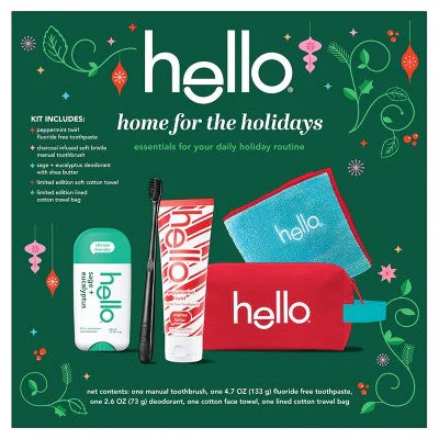 hello Holiday Home for the Holidays Toothpaste and Deodorant Travel Toiletry Bag Kit 5pc - New - Image 9