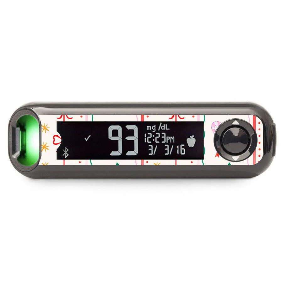 Holly Jolly Ribbon Bayer Contour Next Glucometer Sticker - Pump Peelz