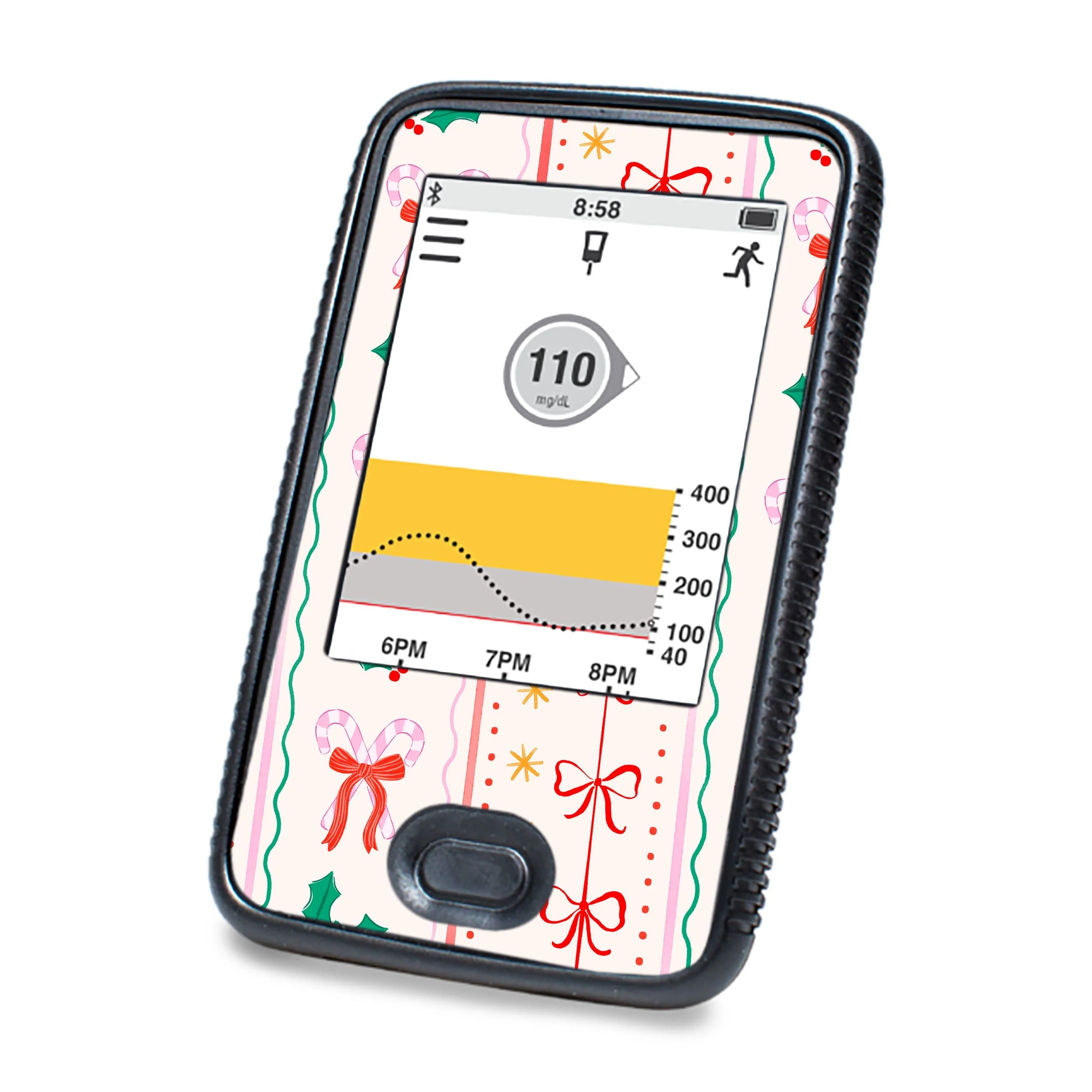 Holly Jolly Ribbon Dexcom G6 Touchscreen Receiver Sticker - Pump Peelz