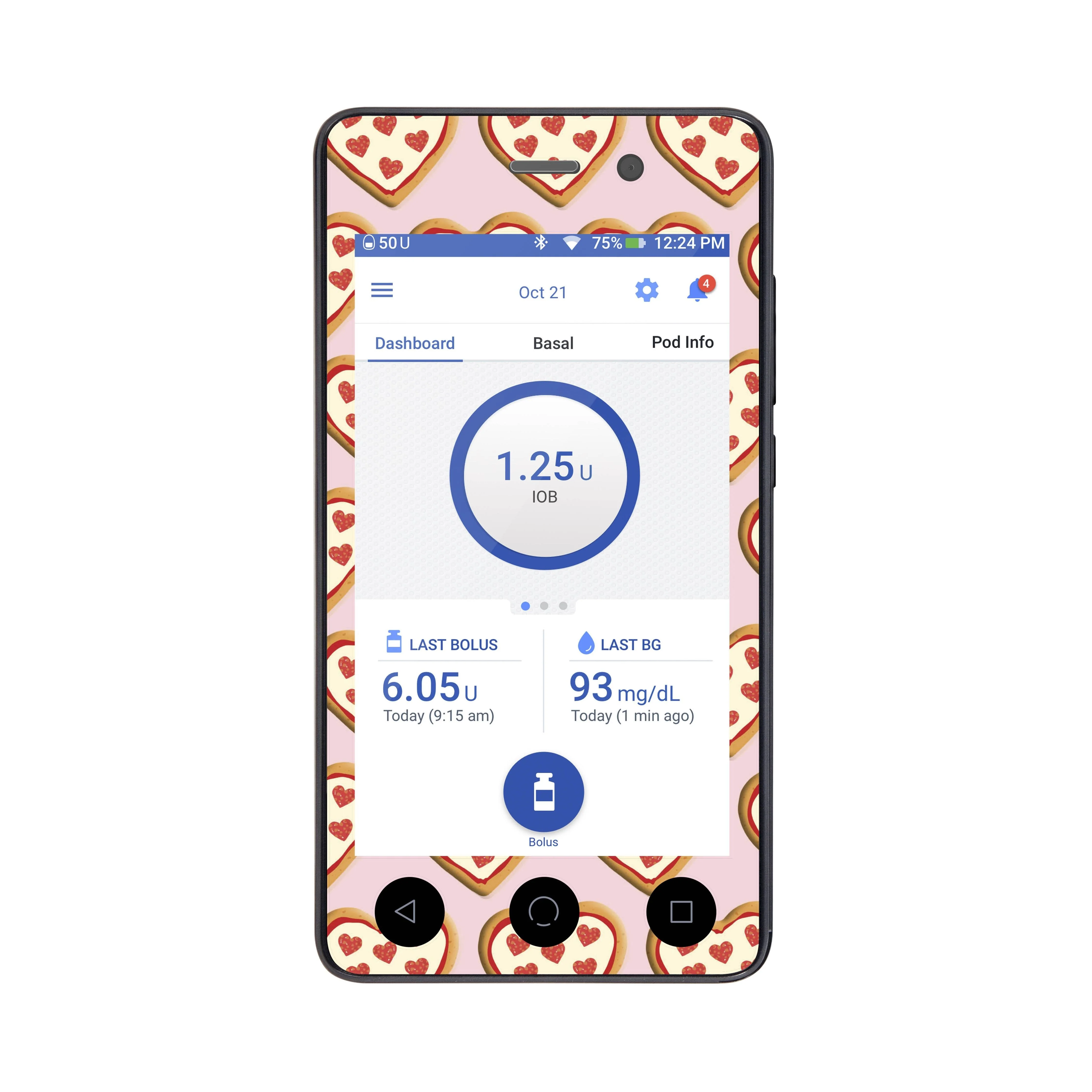 I Heart Pizza Sticker for Omnipod DASH® PDM – Pump Peelz