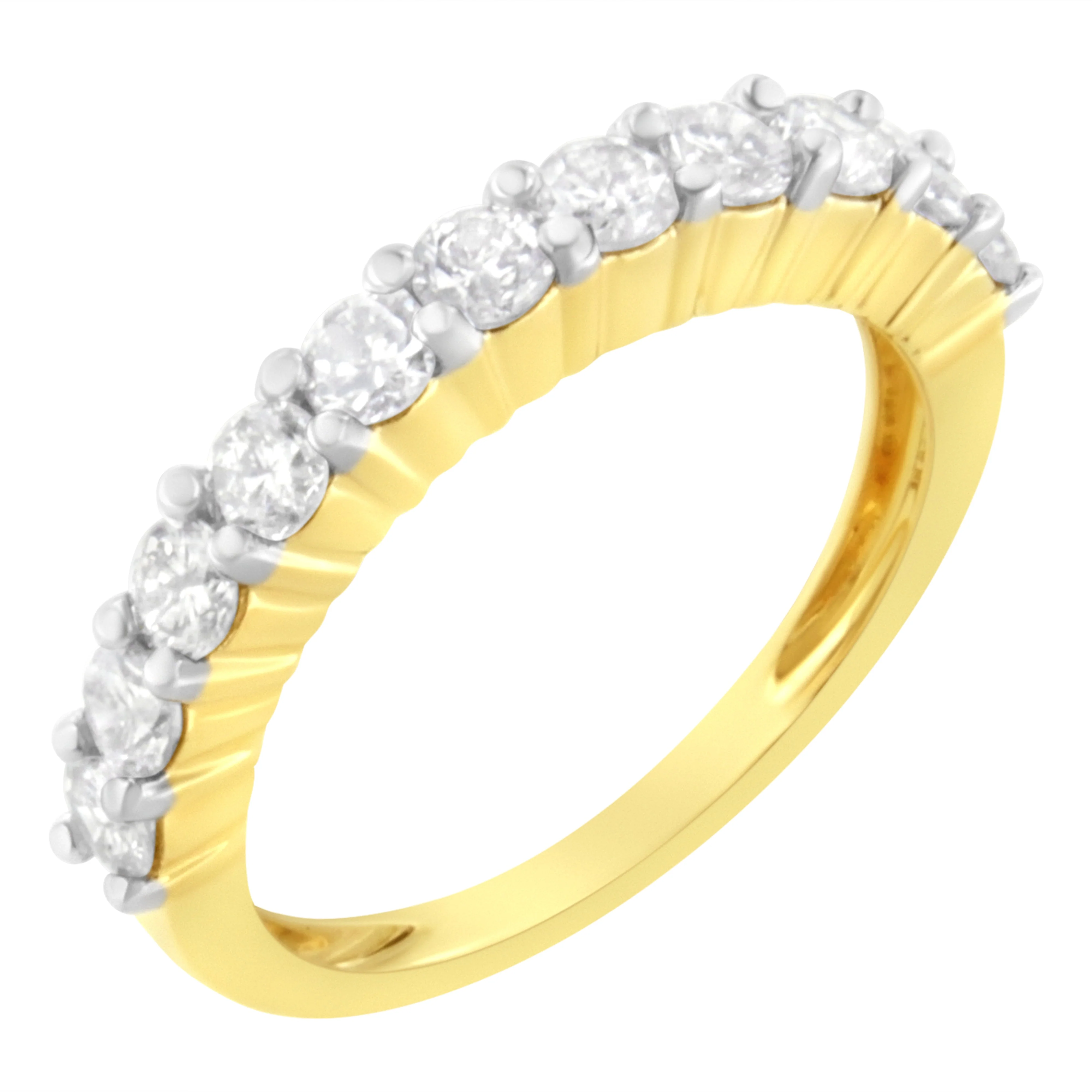 IGI Certified 1.0 Cttw Diamond 10K Yellow Gold Prong Set Fluted Band Style Wedding Ring (J-K Color, I1-I2 Clarity) - Size 7 - Image 2