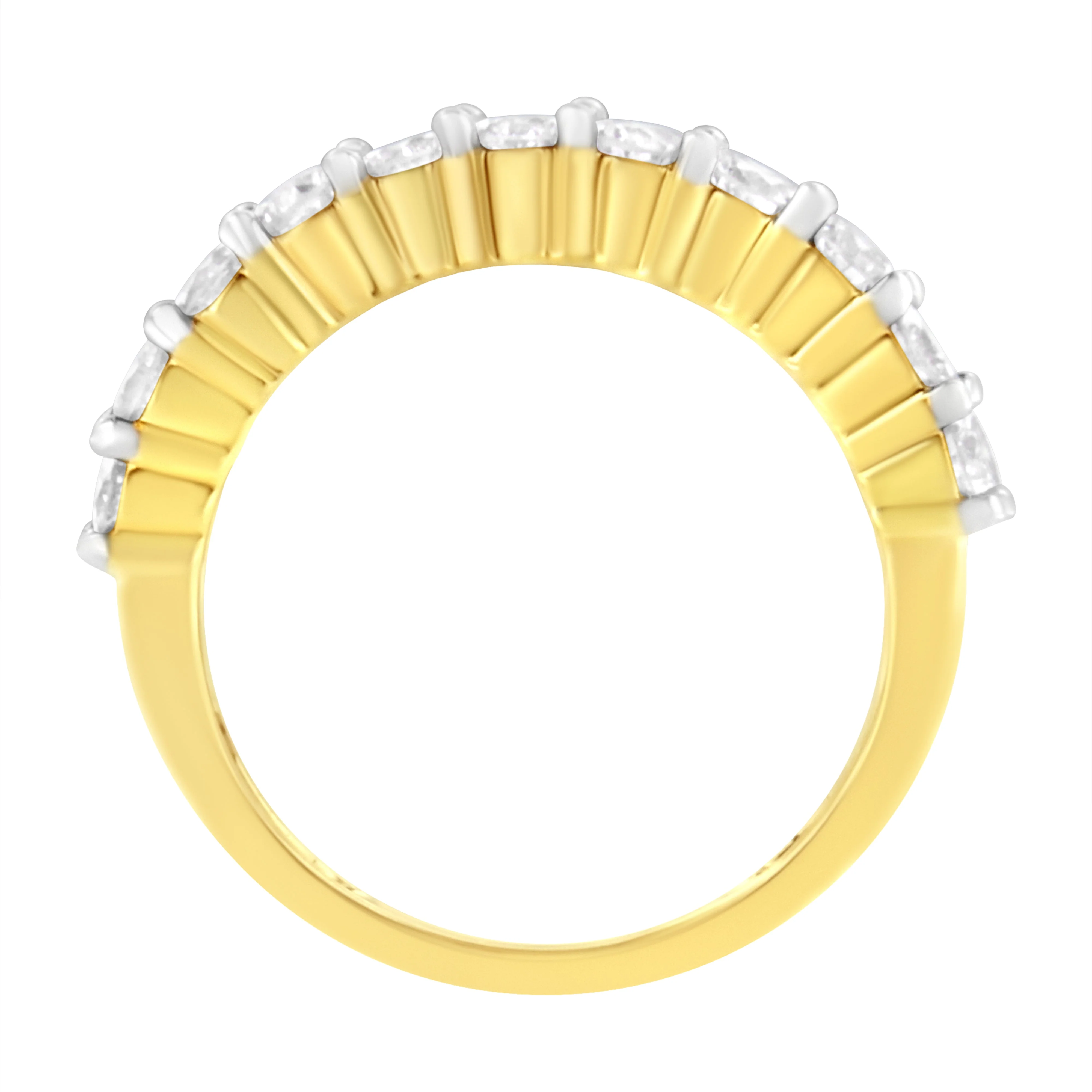 IGI Certified 1.0 Cttw Diamond 10K Yellow Gold Prong Set Fluted Band Style Wedding Ring (J-K Color, I1-I2 Clarity) - Size 7 - Image 4