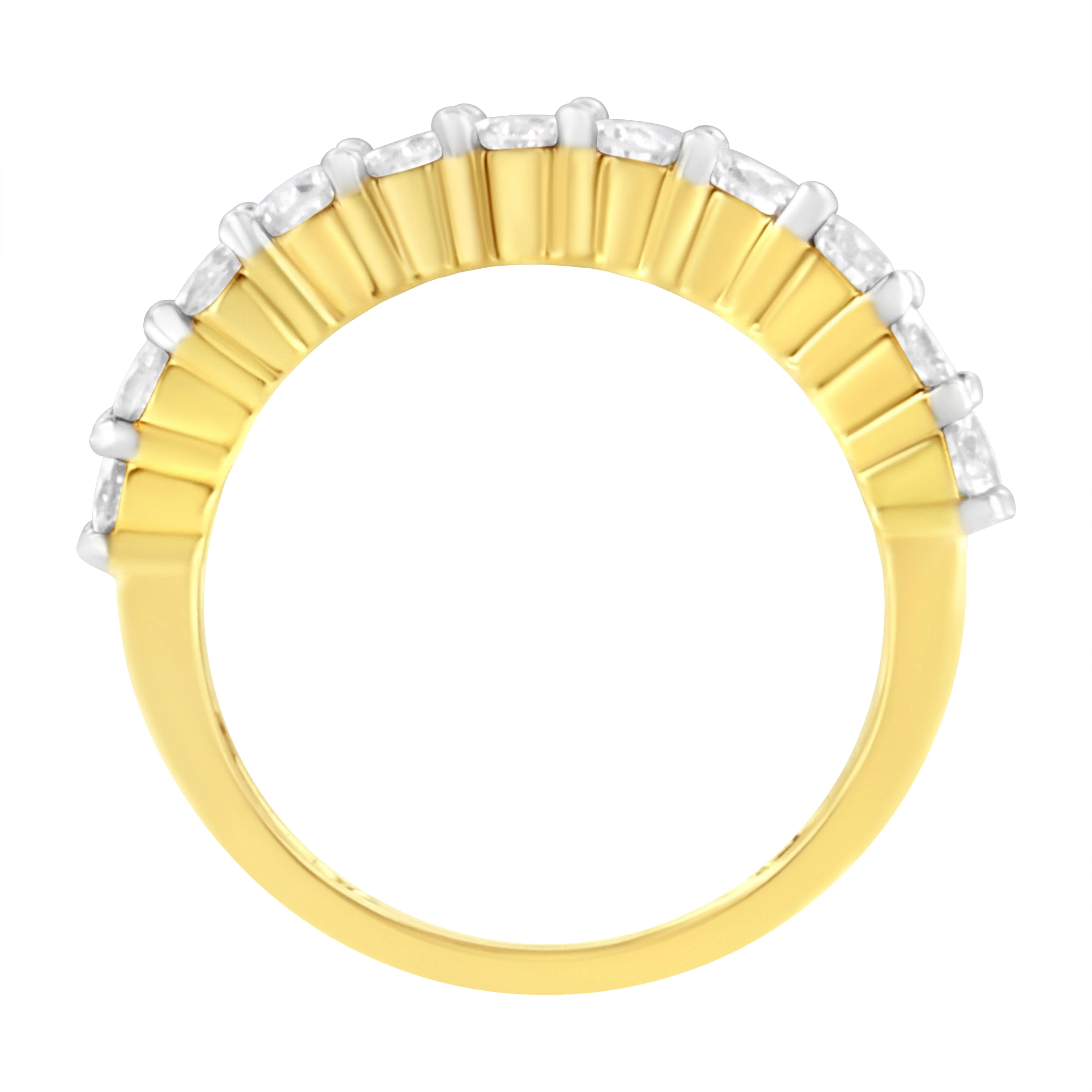 IGI Certified 1.0 Cttw Diamond 10K Yellow Gold Prong Set Fluted Band Style Wedding Ring (J-K Color, I1-I2 Clarity) - Size 7 - Image 9