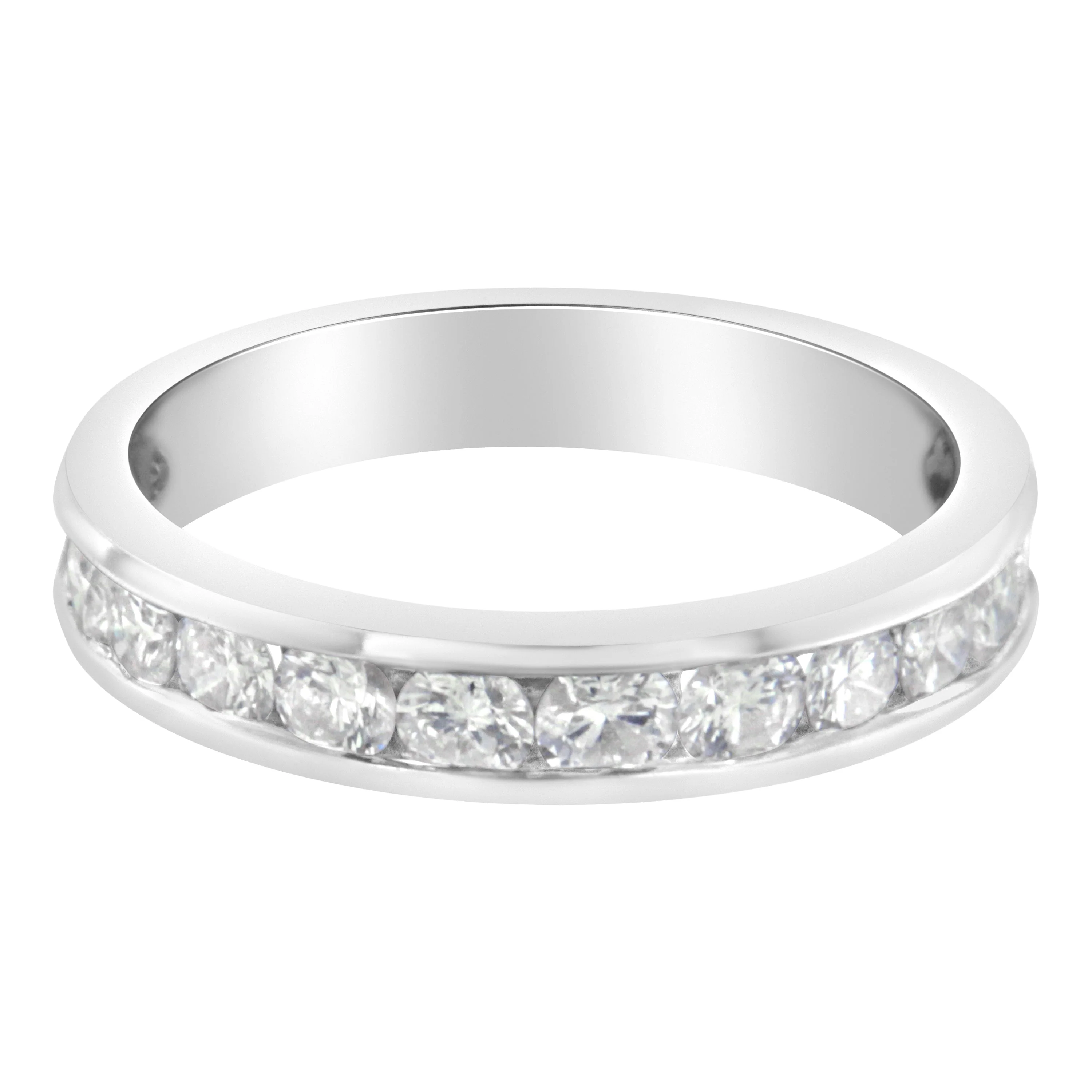 IGI Certified 1.0 Cttw Diamond 18K White Gold Channel-Set Half-Eternity Band Wedding Ring (E-F Color, I1-I2 Clarity) - Size 5-1/2 - Image 2