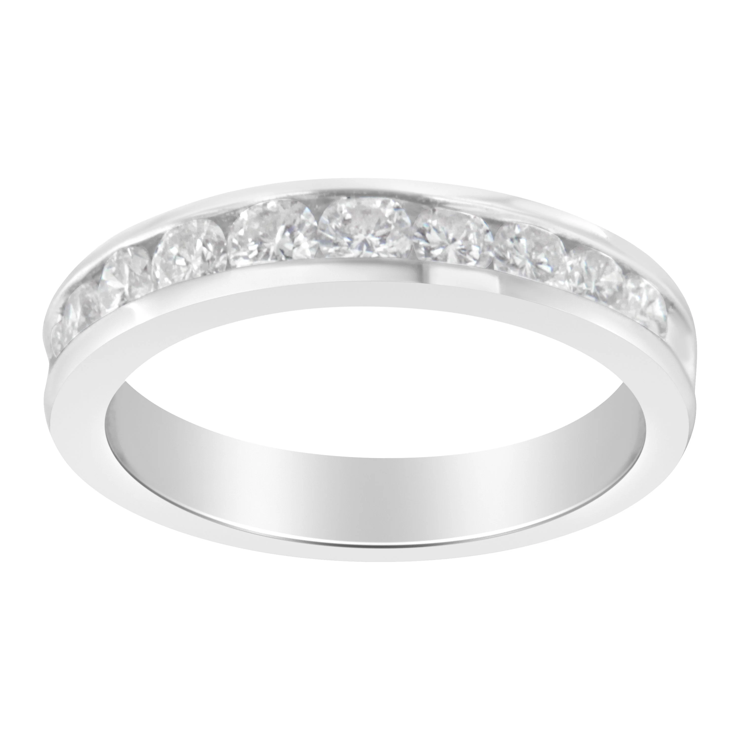 IGI Certified 1.0 Cttw Diamond 18K White Gold Channel-Set Half-Eternity Band Wedding Ring (E-F Color, I1-I2 Clarity) - Size 5-1/2 - Image 4