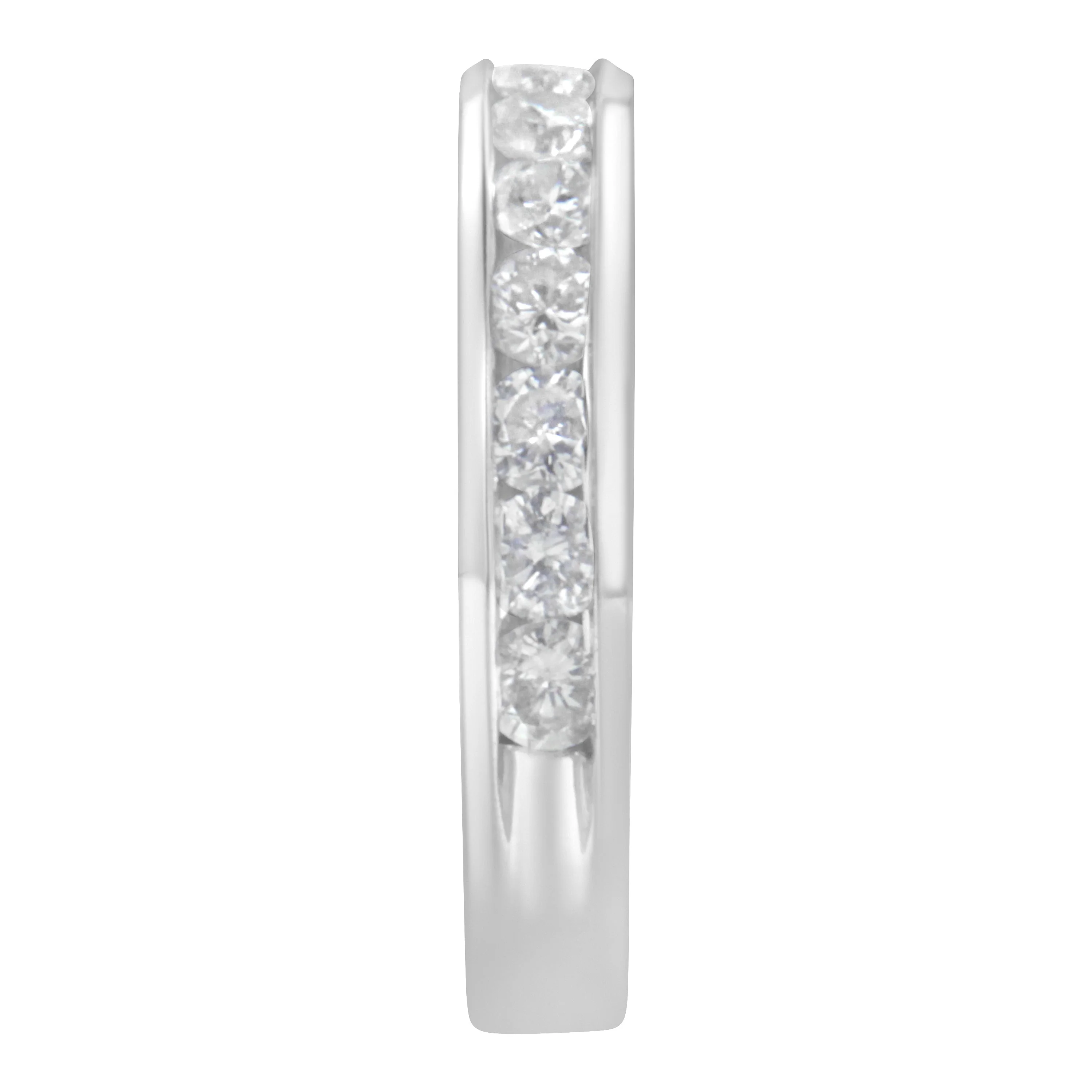IGI Certified 1.0 Cttw Diamond 18K White Gold Channel-Set Half-Eternity Band Wedding Ring (E-F Color, I1-I2 Clarity) - Size 5-1/2 - Image 5