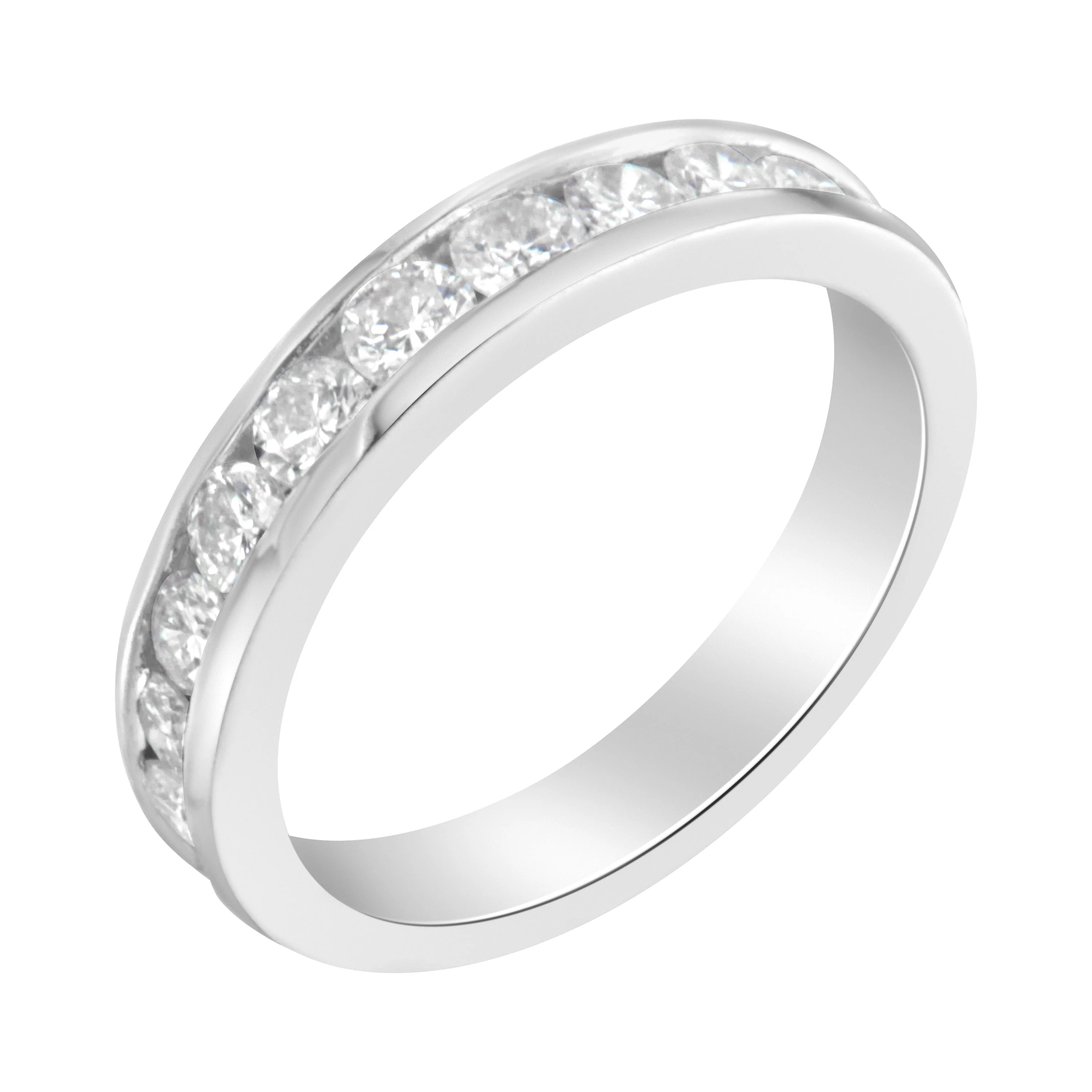 IGI Certified 1.0 Cttw Diamond 18K White Gold Channel-Set Half-Eternity Band Wedding Ring (E-F Color, I1-I2 Clarity) - Size 5-1/2 - Image 7