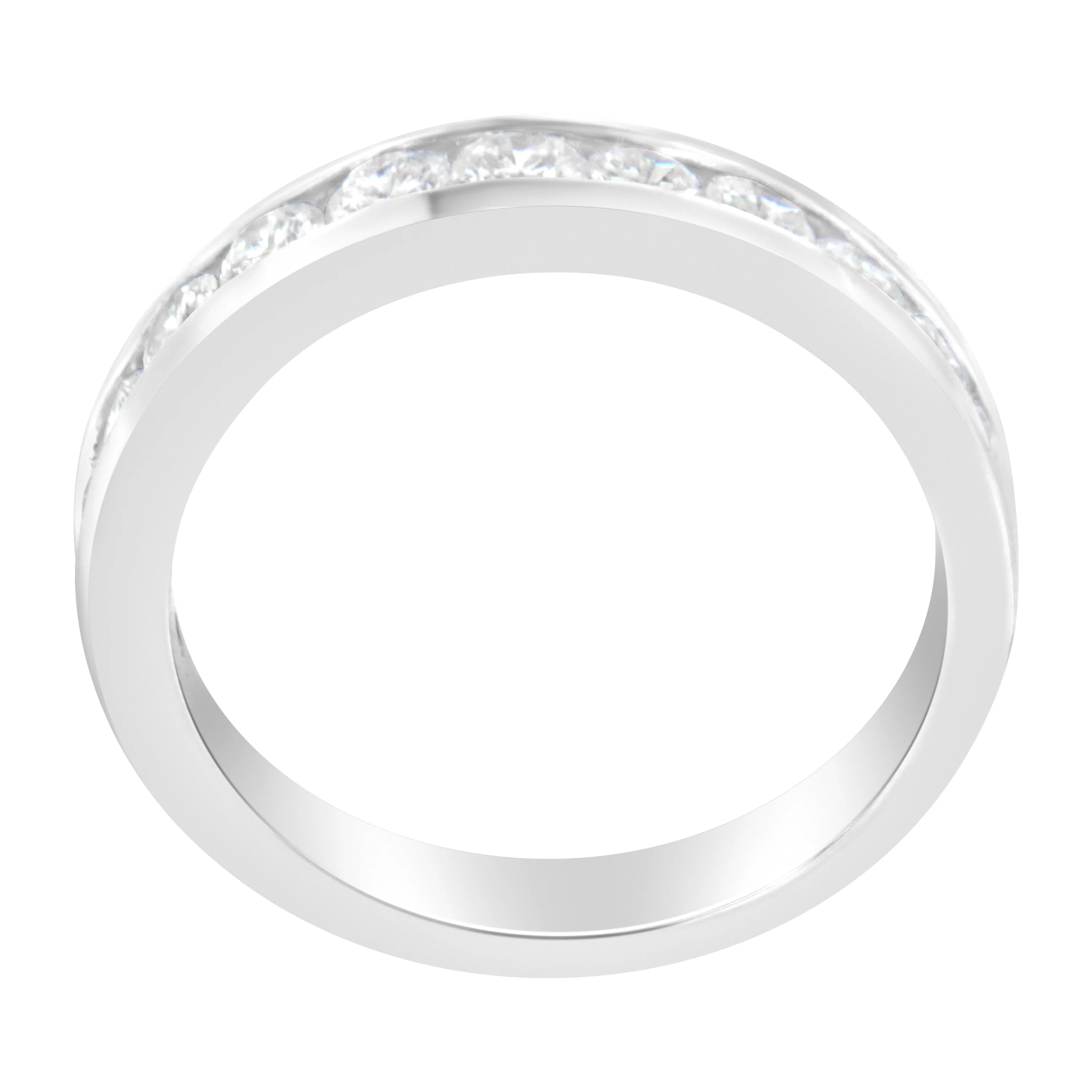 IGI Certified 1.0 Cttw Diamond 18K White Gold Channel-Set Half-Eternity Band Wedding Ring (E-F Color, I1-I2 Clarity) - Size 5-1/2 - Image 9