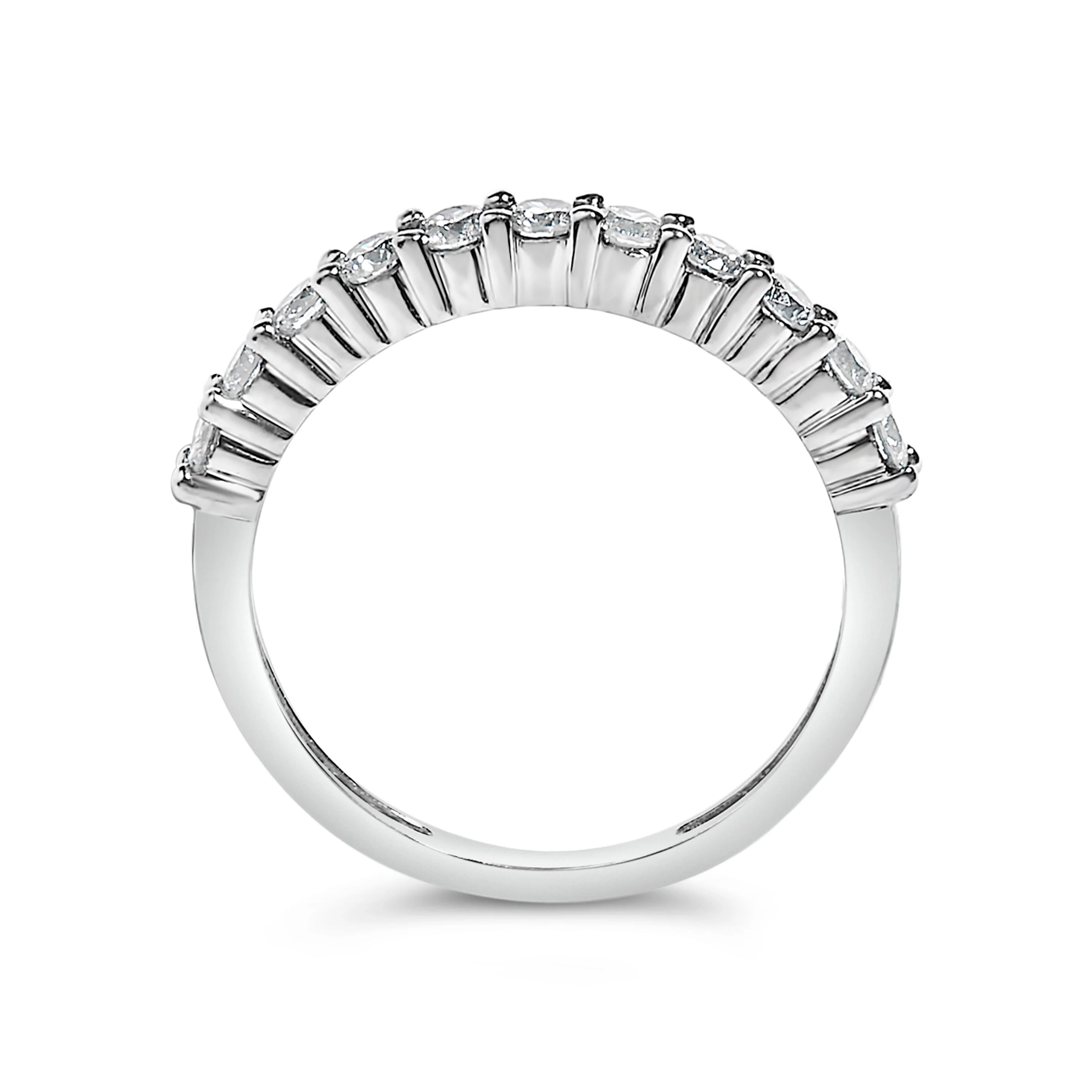 IGI Certified 1/2 Cttw Diamond 10K White Gold Prong Set Fluted Band Style Ring (I-J Color, I2-I3 Clarity) - Size 7 - Image 11