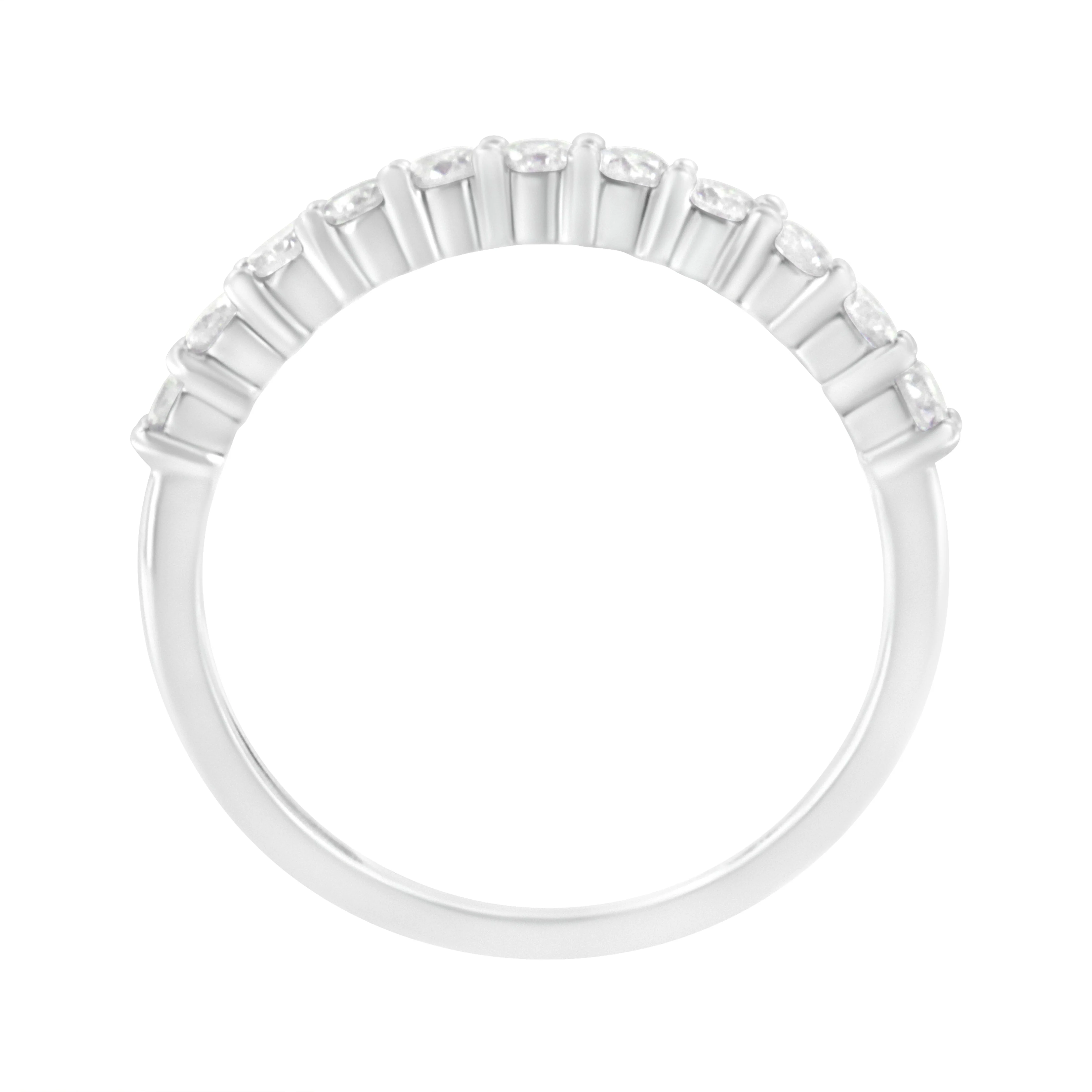 IGI Certified 1/2 Cttw Diamond 10K White Gold Prong Set Fluted Band Style Ring (I-J Color, I2-I3 Clarity) - Size 7 - Image 9