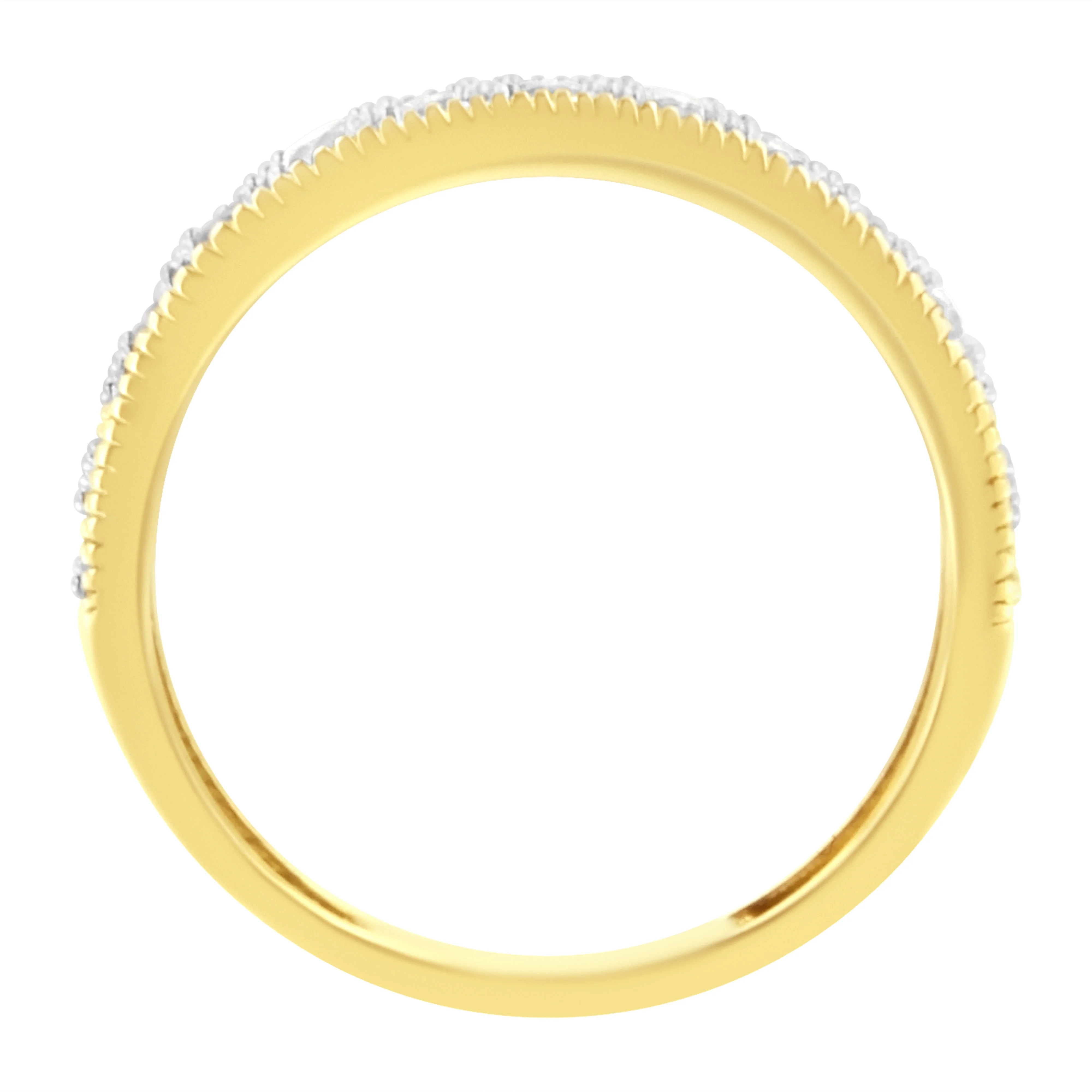 IGI Certified 1/2 Cttw Diamond 10K Yellow Gold Prong Set Beaded Milgrain Band Style Ring (J-K Color, I2-I3 Clarity) - Size 7 - Image 4