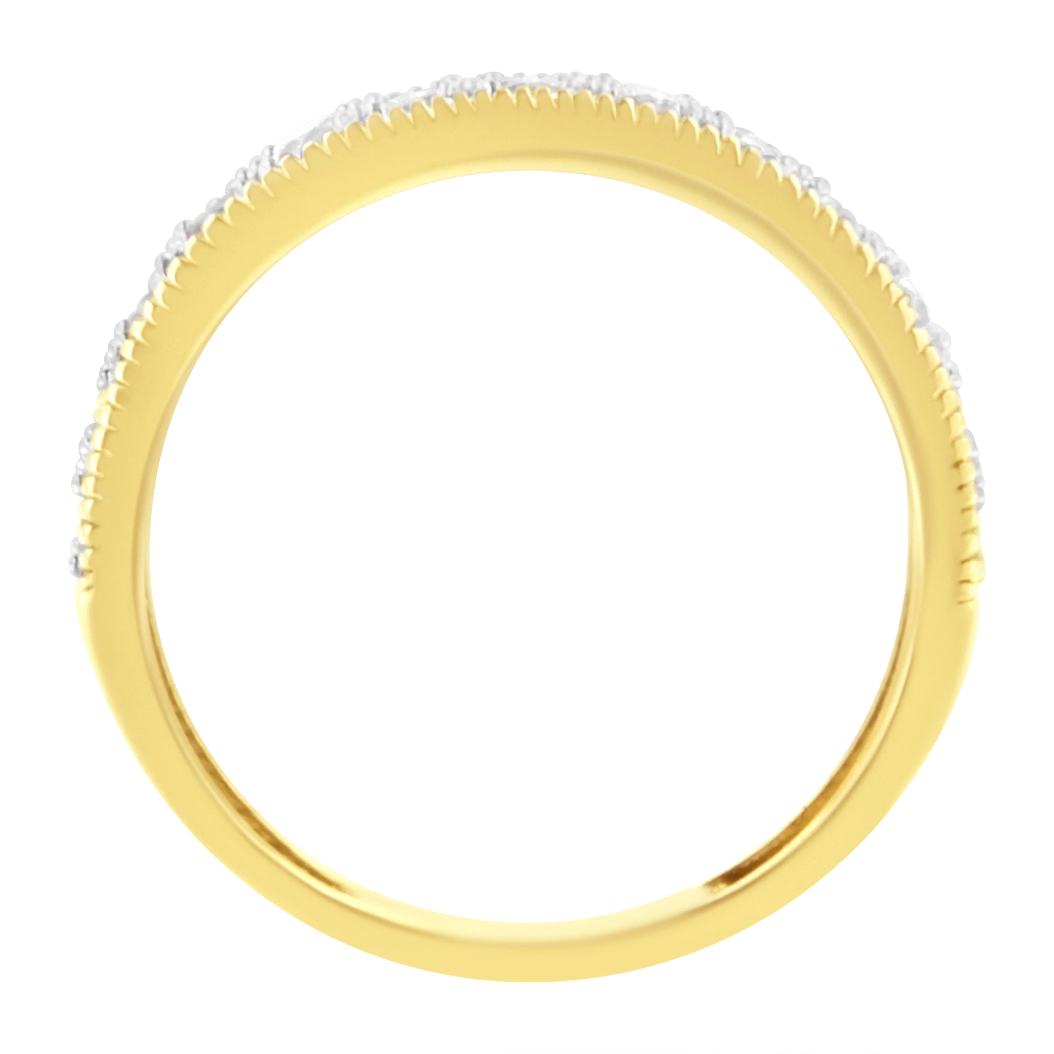 IGI Certified 1/2 Cttw Diamond 10K Yellow Gold Prong Set Beaded Milgrain Band Style Ring (J-K Color, I2-I3 Clarity) - Size 7 - Image 9